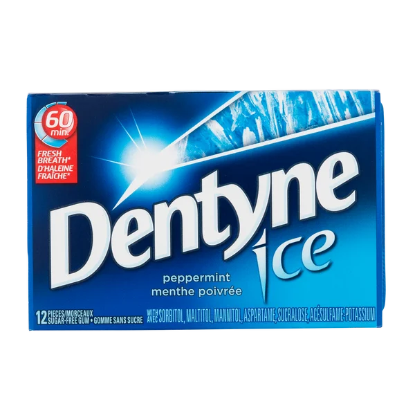 Ice Peppermint Sugar-free Gum - 48 Packs of 12 pieces - Dentyne - Canadian Distribution - Ships Free Within Canada on Orders Above CAD $199