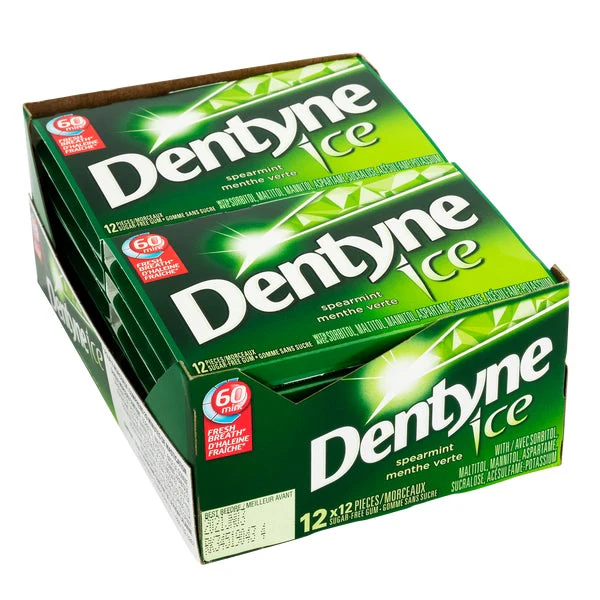 Ice Spearmint Sugar-free Gum - 48 x Packs - Dentyne - Canadian Distribution - Ships Free Within Canada on Orders Above CAD $199