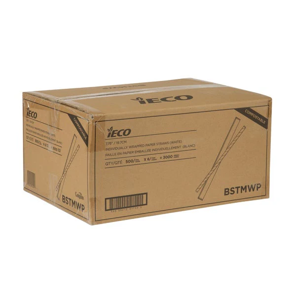 iECO 7.75" Wrapped Paper Straws - 6 Packs of 500  - Disposables, Restaurant Packaging and Take-Out Supplies - Canadian Distribution - Ships Free Within Canada on Orders Above CAD $199 - Image 2