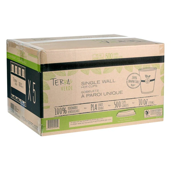 iECO Compost Single Wall Cup 10oz - 5 Packs of 100  - Disposables, Restaurant Packaging and Take-Out Supplies - Canadian Distribution - Ships Free Within Canada on Orders Above CAD $199 - Image 3