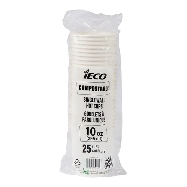 iECO Compost Single Wall Cup 10oz - 5 Packs of 100  - Disposables, Restaurant Packaging and Take-Out Supplies - Canadian Distribution - Ships Free Within Canada on Orders Above CAD $199 - Image 7