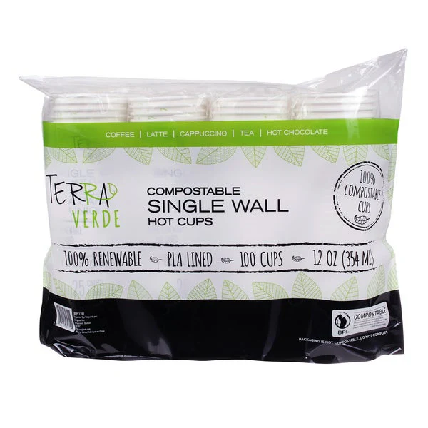 iECO Compost Single Wall Cup 12oz - 5 Packs of 100  - Disposables, Restaurant Packaging and Take-Out Supplies - Canadian Distribution - Ships Free Within Canada on Orders Above CAD $199 - Image 2