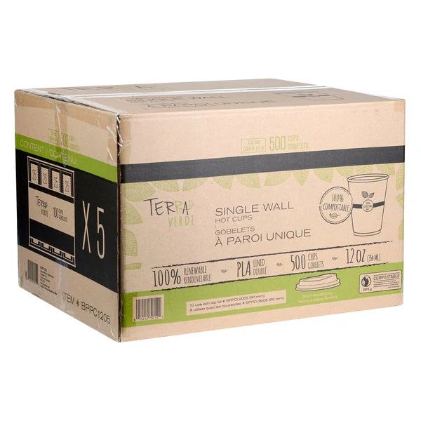 iECO Compost Single Wall Cup 12oz - 5 Packs of 100  - Disposables, Restaurant Packaging and Take-Out Supplies - Canadian Distribution - Ships Free Within Canada on Orders Above CAD $199 - Image 3