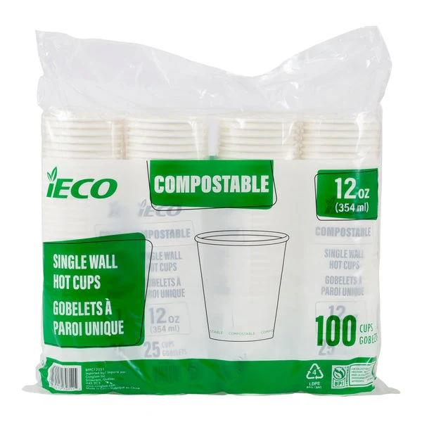 iECO Compost Single Wall Cup 12oz - 5 Packs of 100  - Disposables, Restaurant Packaging and Take-Out Supplies - Canadian Distribution - Ships Free Within Canada on Orders Above CAD $199 - Image 6