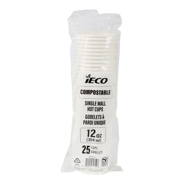 iECO Compost Single Wall Cup 12oz - 5 Packs of 100  - Disposables, Restaurant Packaging and Take-Out Supplies - Canadian Distribution - Ships Free Within Canada on Orders Above CAD $199 - Image 7