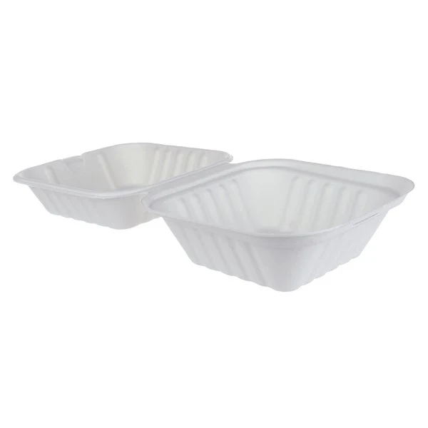 iEco Hinged Bagasse Container 6 in × 6 in - 5 packs of 50  - Disposables, Restaurant Packaging and Take-Out Supplies - Canadian Distribution - Ships Free Within Canada on Orders Above CAD $199