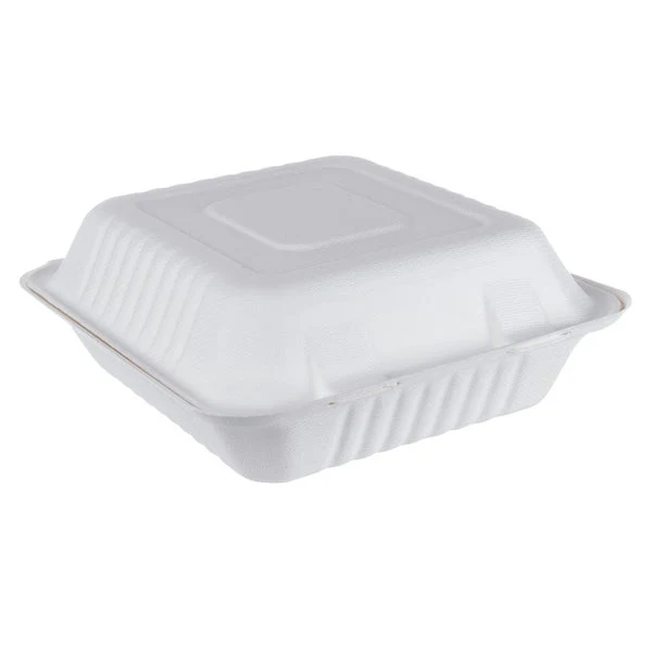 iEco Hinged Bagasse Container 8 in × 8 in - 2 packs of 50  - Disposables, Restaurant Packaging and Take-Out Supplies - Canadian Distribution - Ships Free Within Canada on Orders Above CAD $199