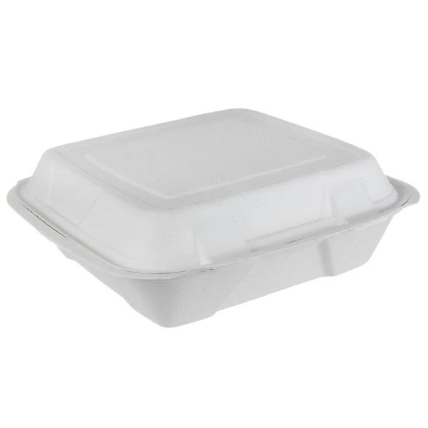 IECO Hinged Bagasse Containers 9 in × 9 in - 2 packs of 50  - Disposables, Restaurant Packaging and Take-Out Supplies - Canadian Distribution - Ships Free Within Canada on Orders Above CAD $199