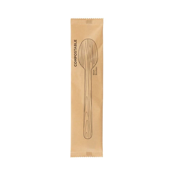 iECO - Individually wrapped Birch Soupspoons - pack of 500  - Disposables, Restaurant Packaging and Take-Out Supplies - Canadian Distribution - Ships Free Within Canada on Orders Above CAD $199 - Image 2