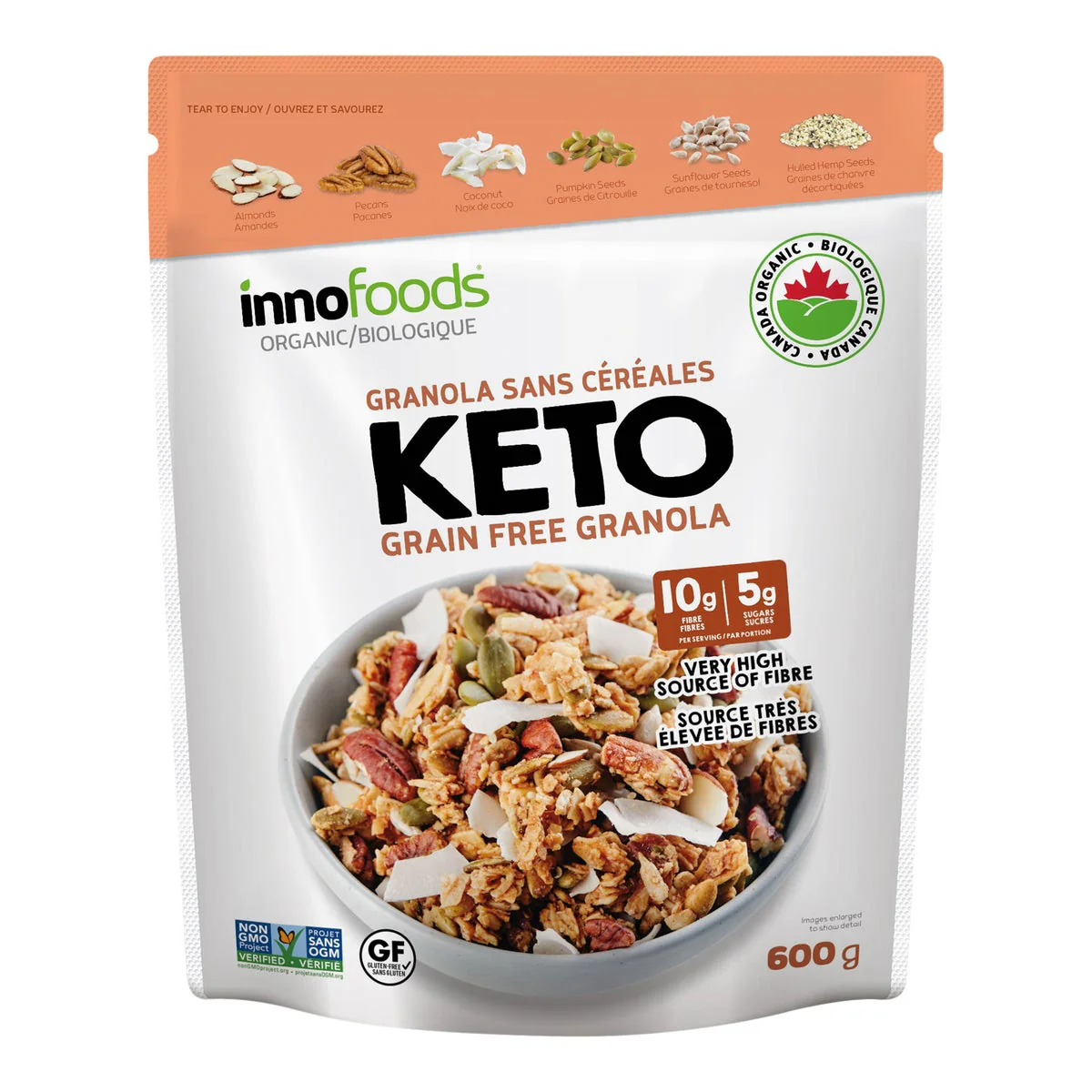 Inno Foods Organic Keto Grain - 4 x 600 g - Grocery and Food Items - Canadian Distribution - Ships Free Within Canada on Orders Above CAD $199