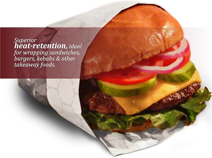 Insulated Foil Wrap - Box of 1000 - 12 x12 Inch - Pre-Cut Insulated Sandwich Wrap, Foil Wrap for Burger & French Fries, Pre-Cut Foil Sheets, Perfect for Delis, Food Trucks, Carts or Take Out - Canadian Distribution - Image 3