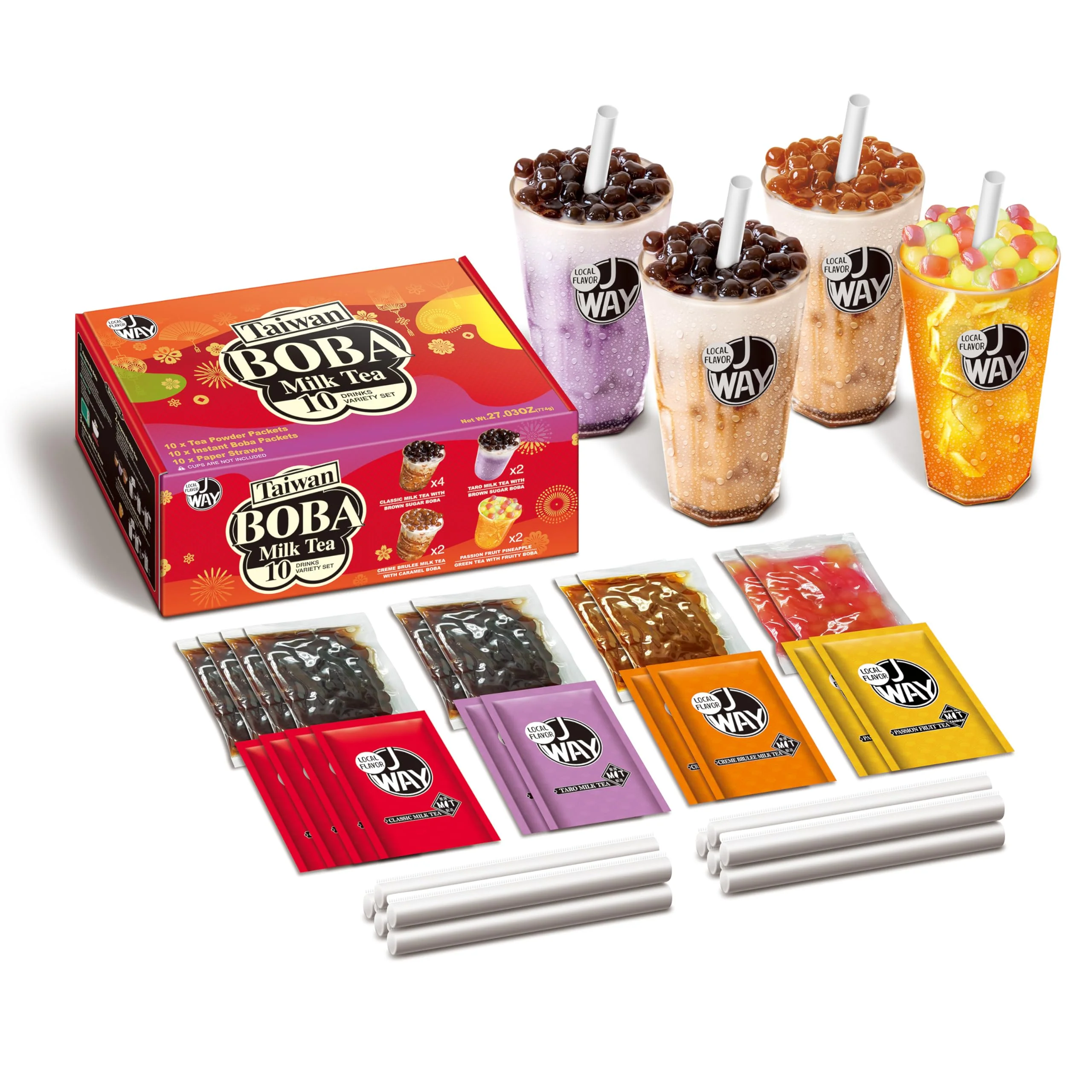 J WAY – Instant Boba Milk Tea Kit – Variety Pack – Ready in 1 Minute - Canadian Distribution - Ships Free Within Canada on Orders Above CAD $199