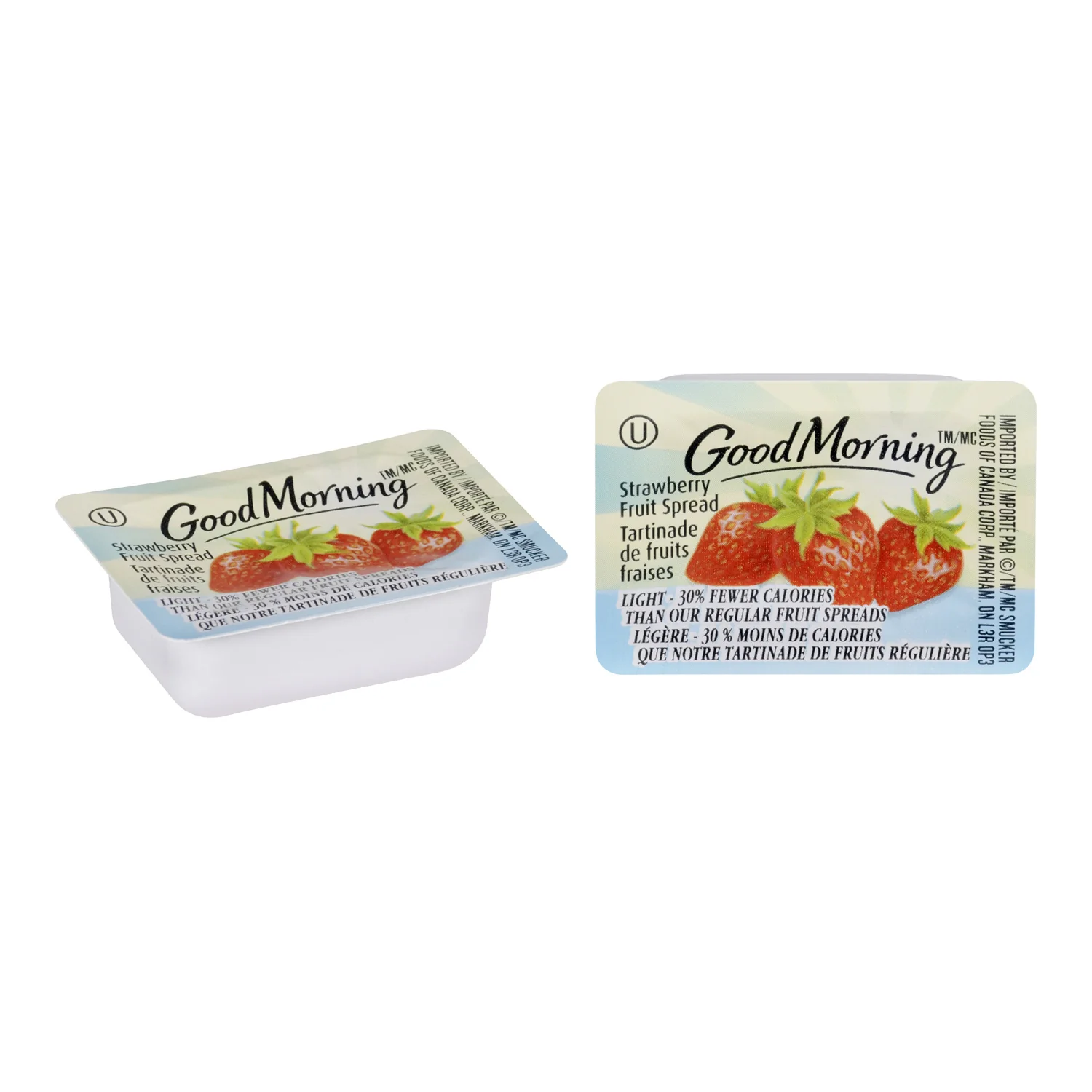 Jam Strawberry Light Fruit - 200 x 10 mL - Good Morning - Restaurant and Foodservice Ingredients - Canadian Distribution - Ships Free Within Canada on Orders Above CAD $199