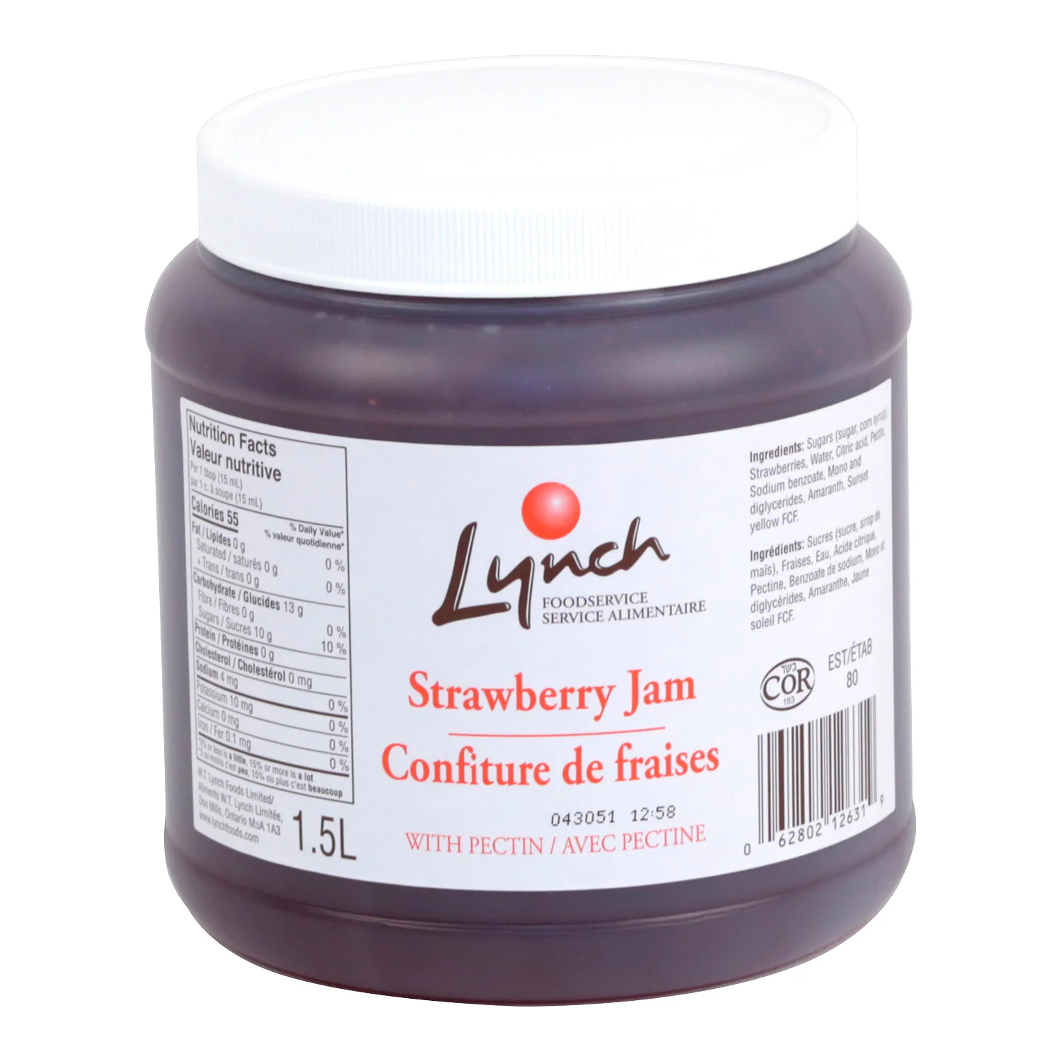 Jam Strawberry With Pectin - 6 x 1.5 L (Case = 1 x 1.5 L) - Lynch - Restaurant and Foodservice Ingredients - Canadian Distribution - Ships Free Within Canada on Orders Above CAD $199