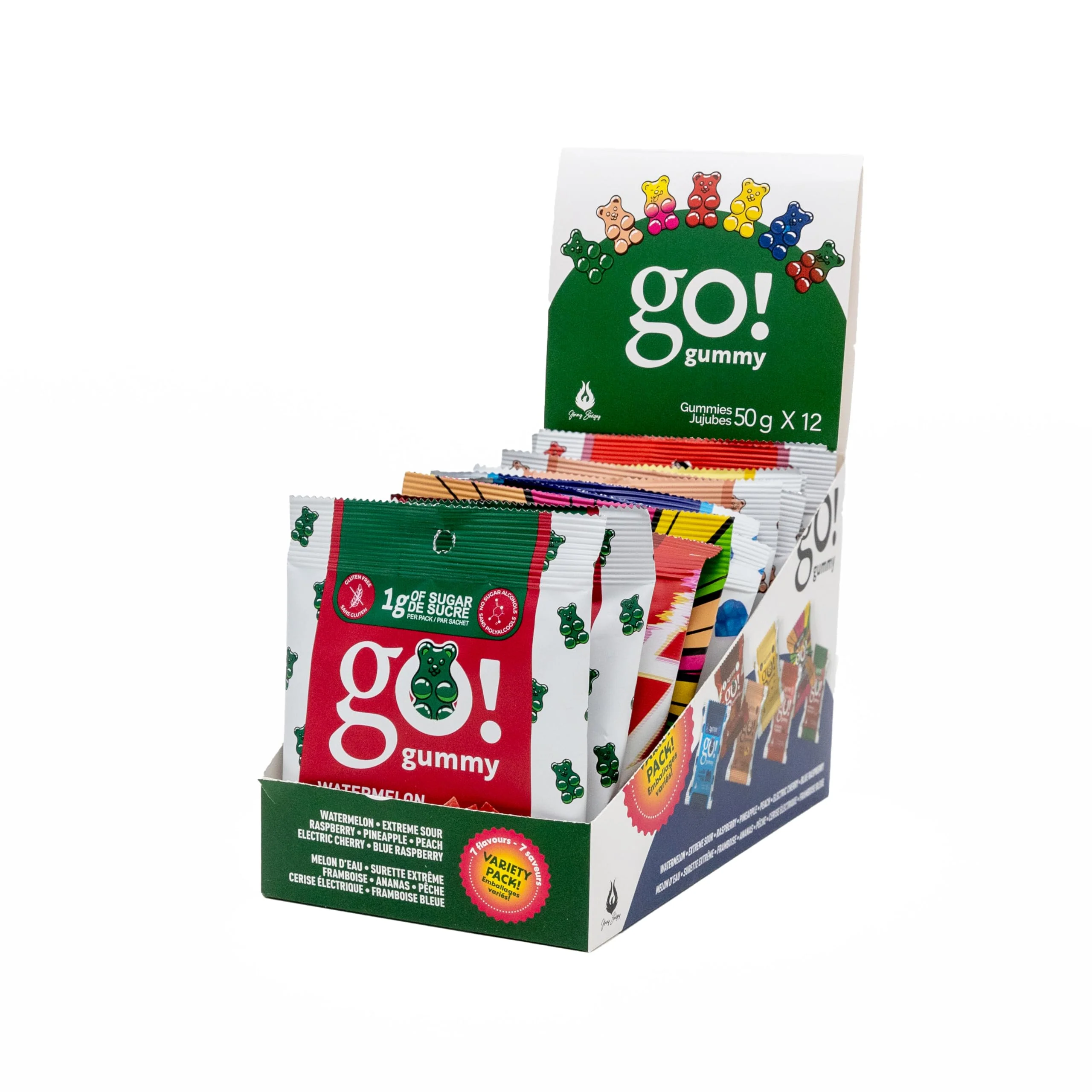 Jimmy Sevigny – GoGummy Low Sugar Gummy Bears – Variety Pack, 7 Flavours – 50g x 12 - Canadian Distribution - Ships Free Within Canada on Orders Above CAD $199 - Image 3