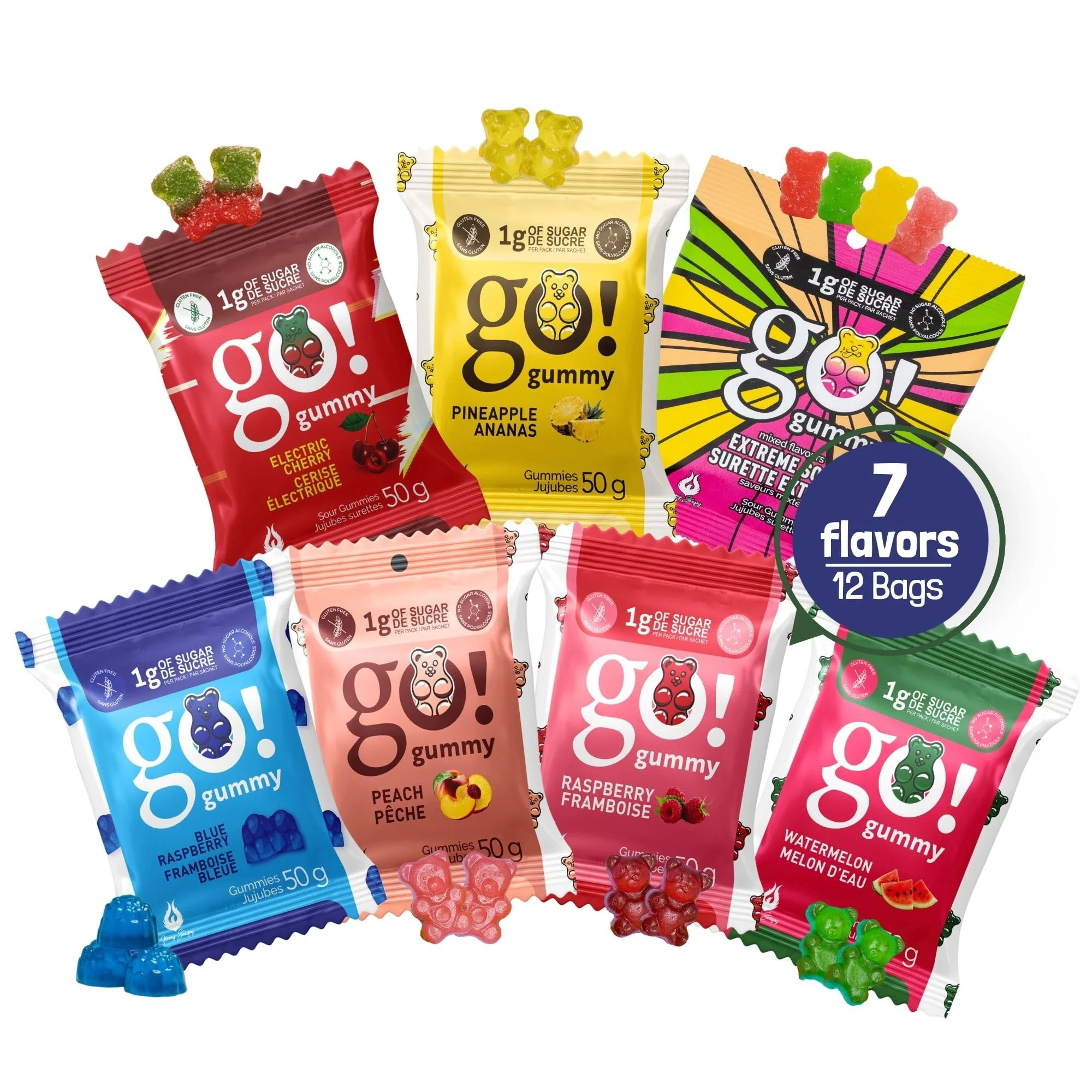 Jimmy Sevigny – GoGummy Low Sugar Gummy Bears – Variety Pack, 7 Flavours – 50g x 12 - Canadian Distribution - Ships Free Within Canada on Orders Above CAD $199 - Image 9