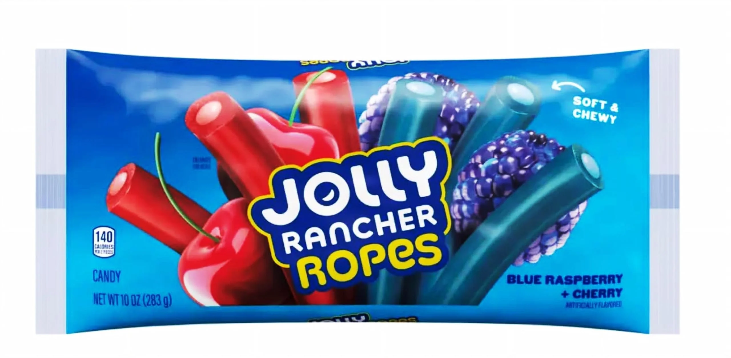 JOLLY RANCHER Ropes Blue Raspberry and Cherry 2 x 283g - Canadian Distribution - Ships Free Within Canada on Orders Above CAD $199