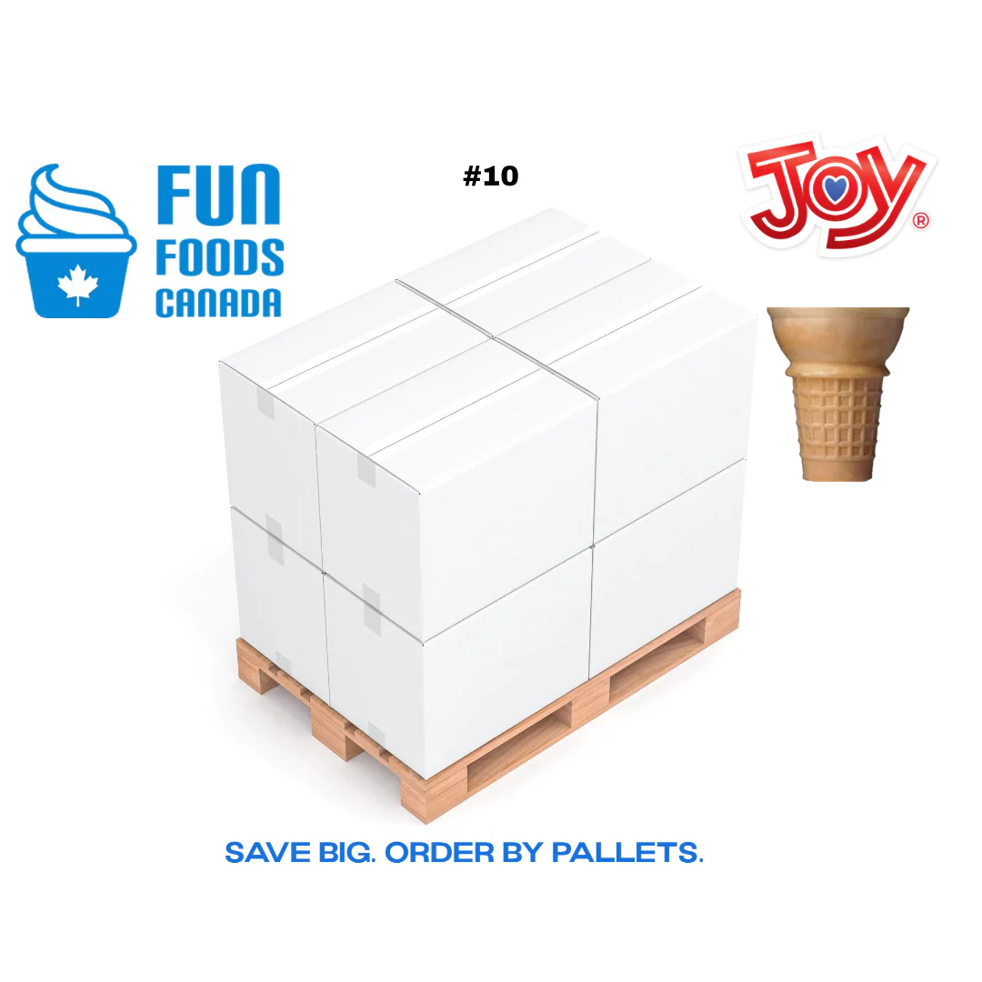 JOY #10 Flat Bottom Cake Cones | Joy Cone Co. | 8/112 Pack | 896 Count Per Case | Sold By The Pallet 24 Cases = 21,504 Cones | Cones Distributor Canada