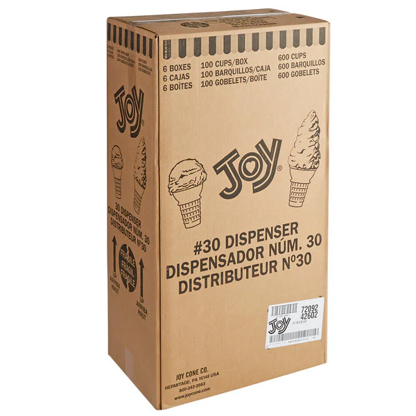 JOY #30 Flat Bottom Cake Cones Disp. | Joy Cone Co. | 6/100 Pack | 600 Count Per Case | Sold By The Pallet 24 Cases = 14,400 Cones | Cones Distributor Canada - Image 3