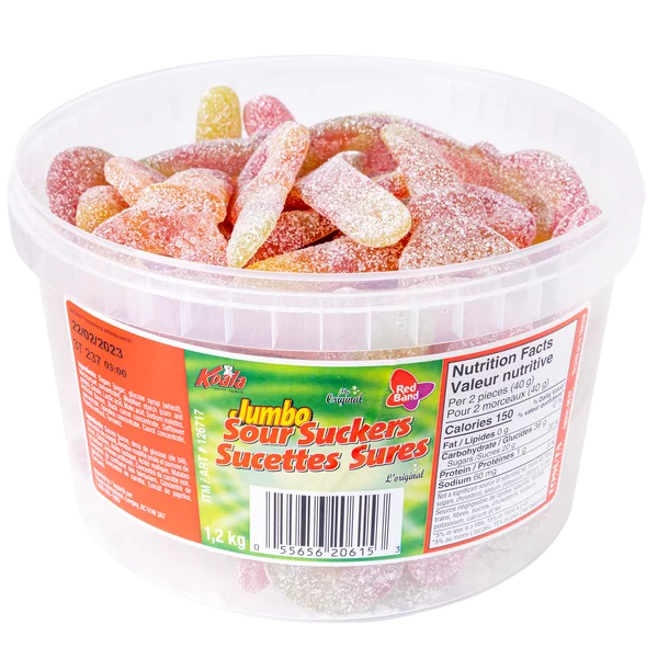 Jumbo Sour Suckers - 4 x 1.1 kg - Red Band - Canadian Distribution - Ships Free Within Canada on Orders Above CAD $199