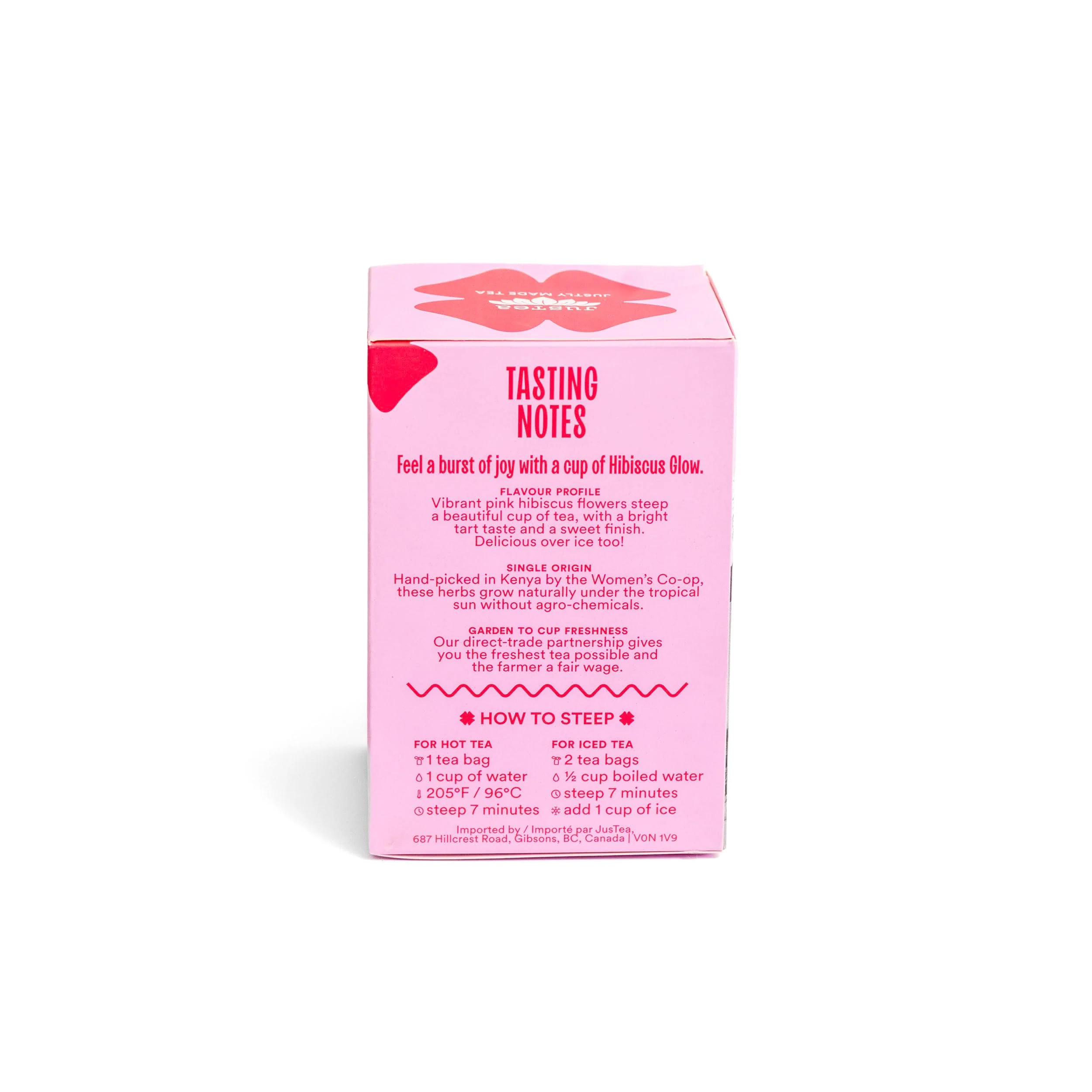 JusTea Hibiscus Glow Herbal Tea - Organic, Caffeine-Free, Fair-Trade, Plastic-Free (2 x 16 Bags) - Canadian Distribution - Ships Free Within Canada on Orders Above CAD $199 - Image 4