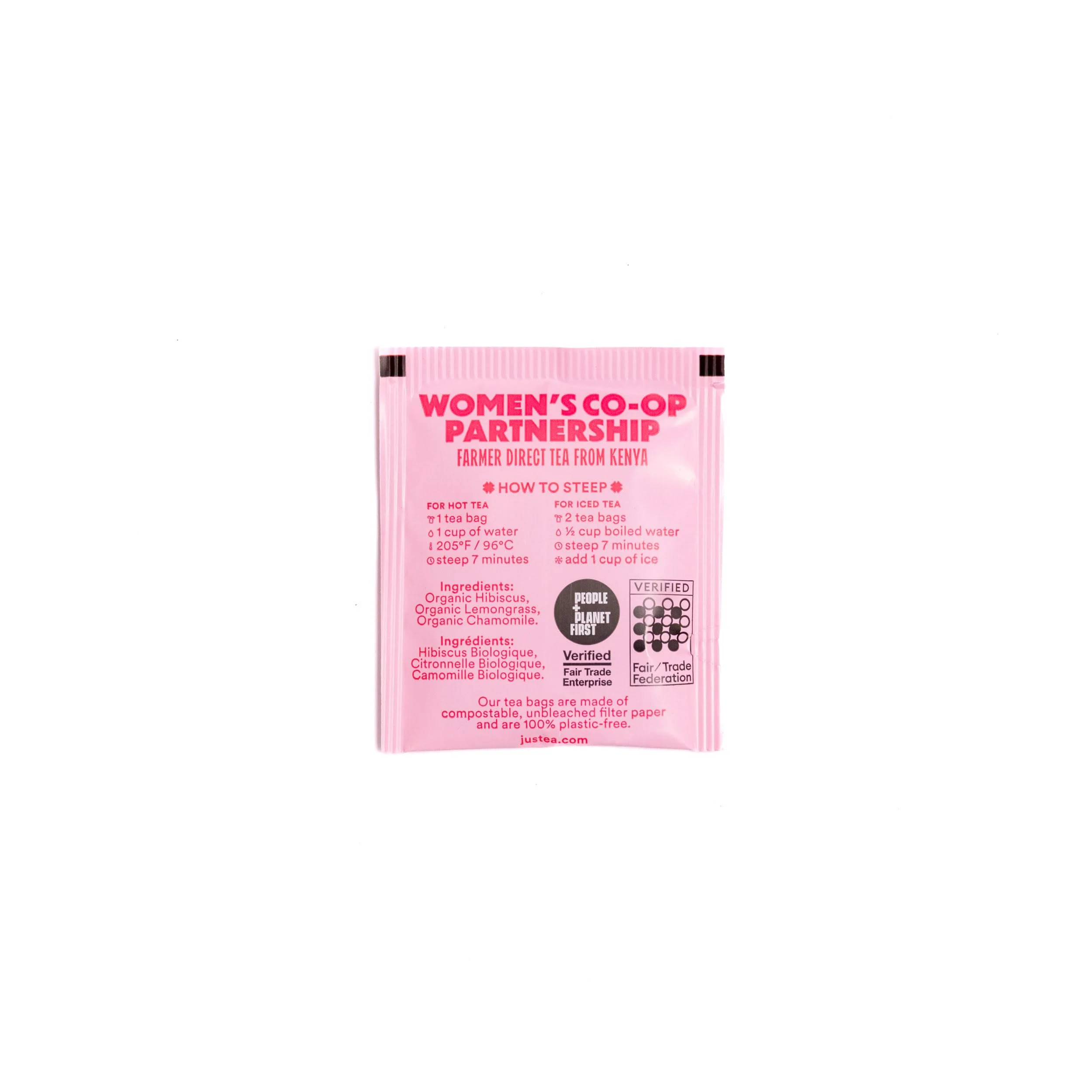 JusTea Hibiscus Glow Herbal Tea - Organic, Caffeine-Free, Fair-Trade, Plastic-Free (2 x 16 Bags) - Canadian Distribution - Ships Free Within Canada on Orders Above CAD $199 - Image 5