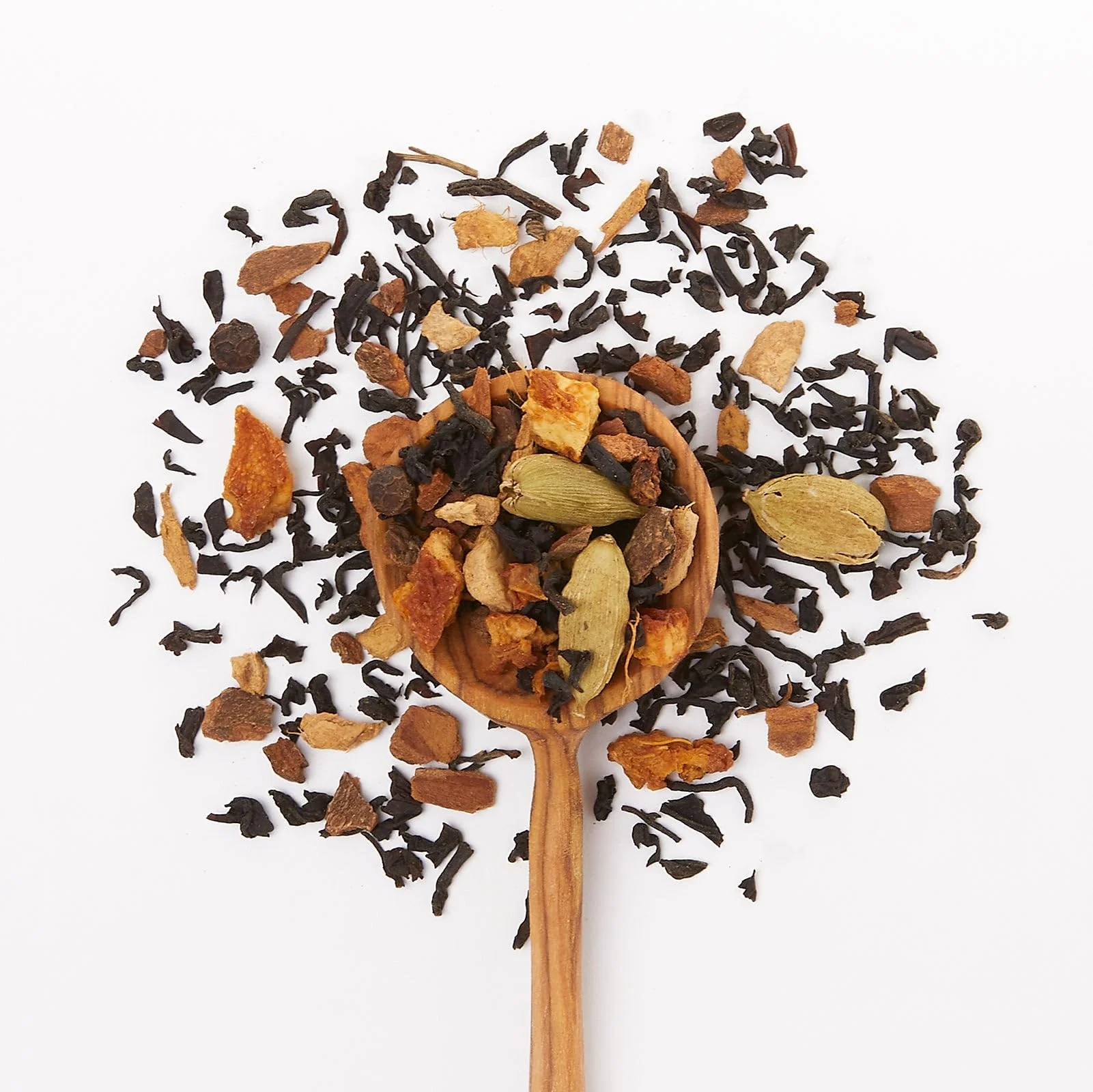 JusTea Holiday Spice Loose Leaf Black Tea | 100g Tin with Carved Tea Spoon | 40+ Servings | Fair Trade & Organic - Canadian Distribution - Ships Free Within Canada on Orders Above CAD $199 - Image 2