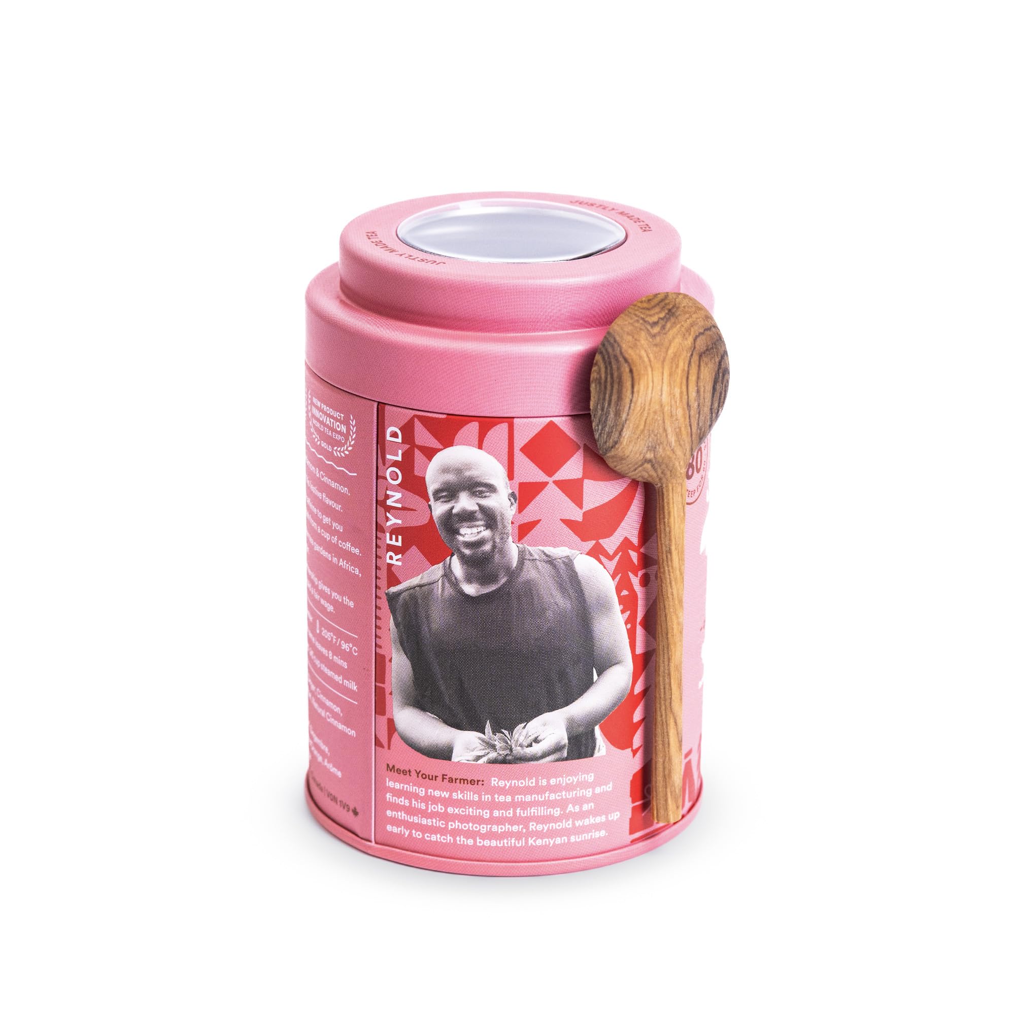 JusTea Holiday Spice Loose Leaf Black Tea | 100g Tin with Carved Tea Spoon | 40+ Servings | Fair Trade & Organic - Canadian Distribution - Ships Free Within Canada on Orders Above CAD $199 - Image 5