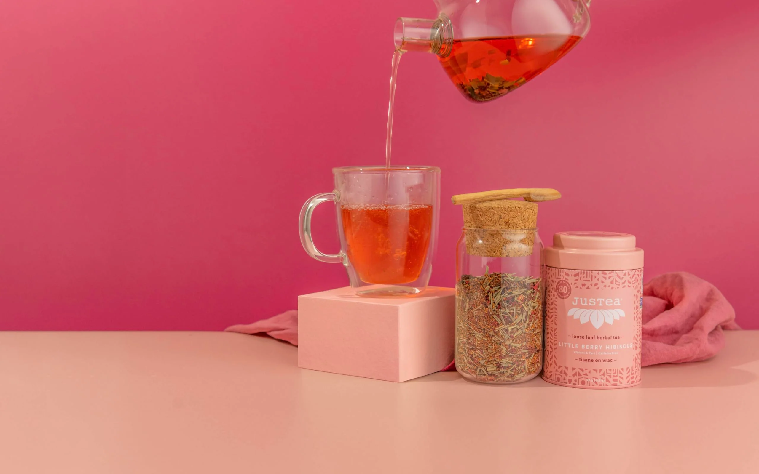 JusTea Little Berry Hibiscus Loose Leaf Herbal Tea | 90g Tin with Carved Spoon | 40+ Cups | Caffeine-Free | Fair Trade & Organic - Canadian Distribution - Ships Free Within Canada on Orders Above CAD $199 - Image 5
