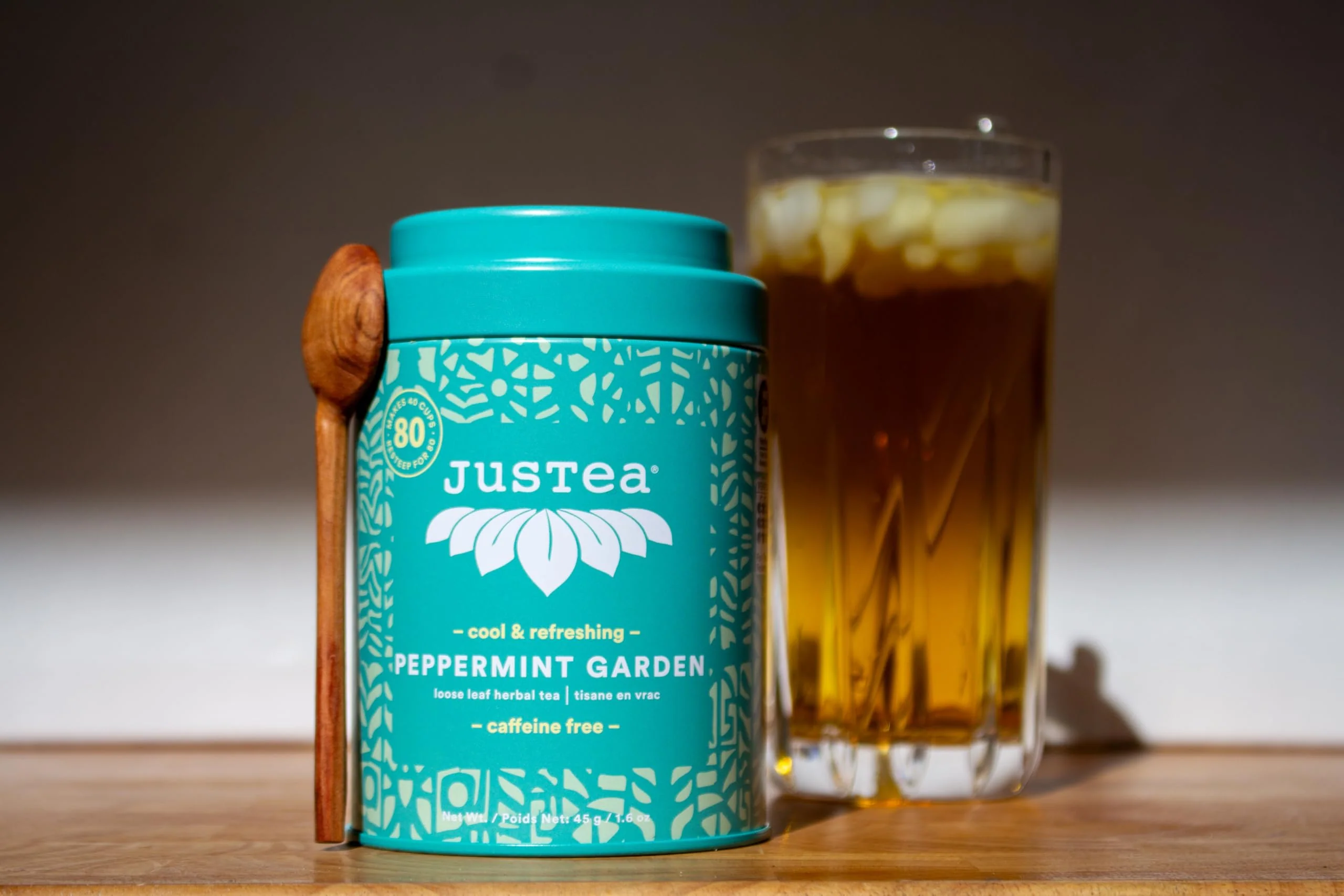 JusTea Peppermint Garden Loose Leaf Herbal Tea | Tin with Hand-Carved Spoon | 40+ Cups (45g) | Caffeine-Free | Award-Winning | Fair Trade - Canadian Distribution - Ships Free Within Canada on Orders Above CAD $199 - Image 6