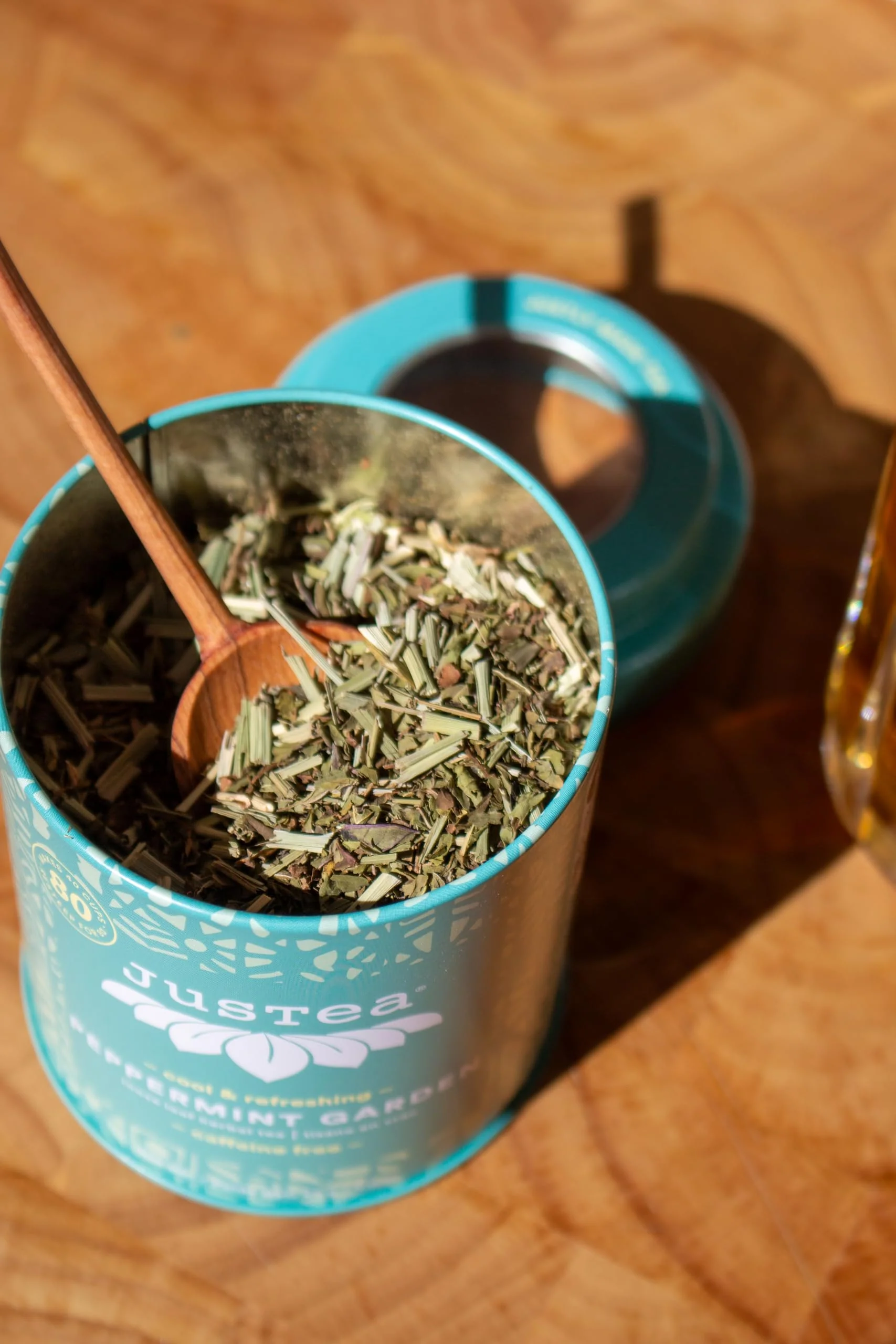 JusTea Peppermint Garden Loose Leaf Herbal Tea | Tin with Hand-Carved Spoon | 40+ Cups (45g) | Caffeine-Free | Award-Winning | Fair Trade - Canadian Distribution - Ships Free Within Canada on Orders Above CAD $199 - Image 8