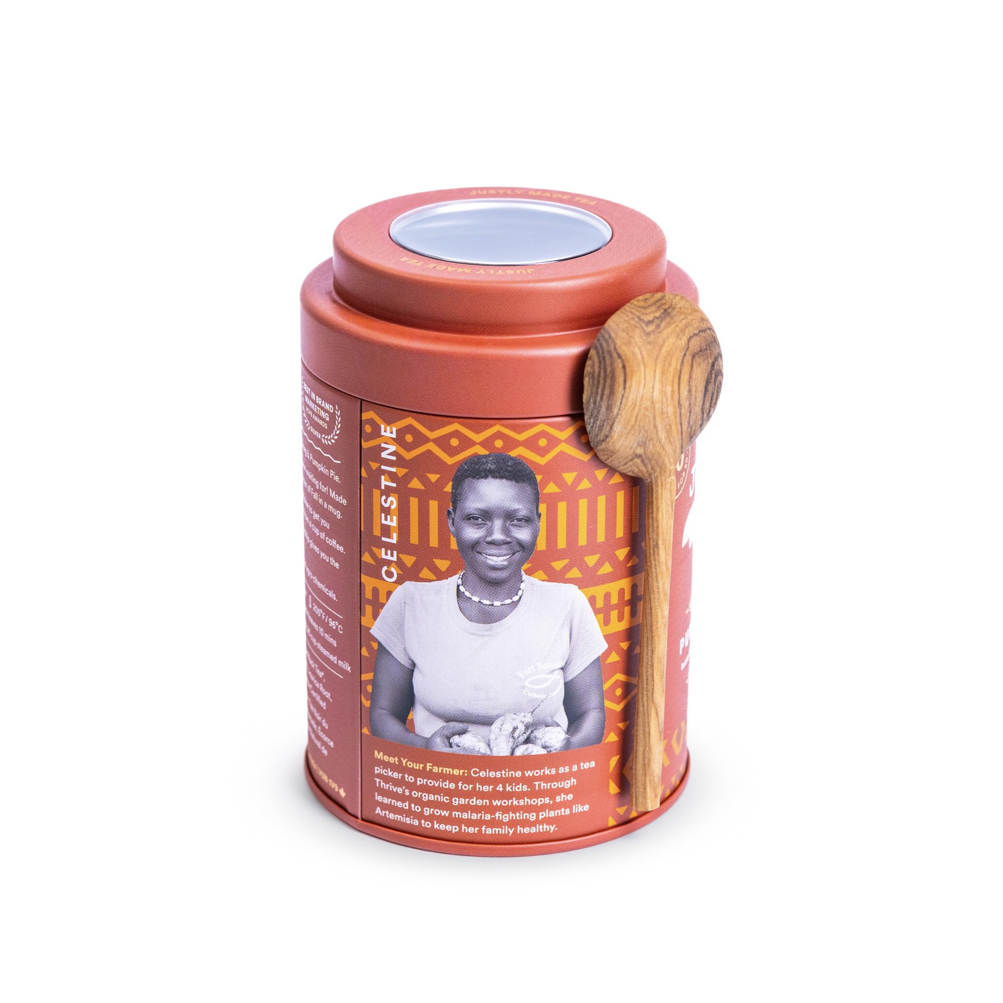 JusTea Pumpkin Spice Loose Leaf Black Tea | 120g Tin with Hand-Carved Spoon | 40+ Servings | Medium Caffeine | Fair Trade & Organic - Canadian Distribution - Ships Free Within Canada on Orders Above CAD $199 - Image 8