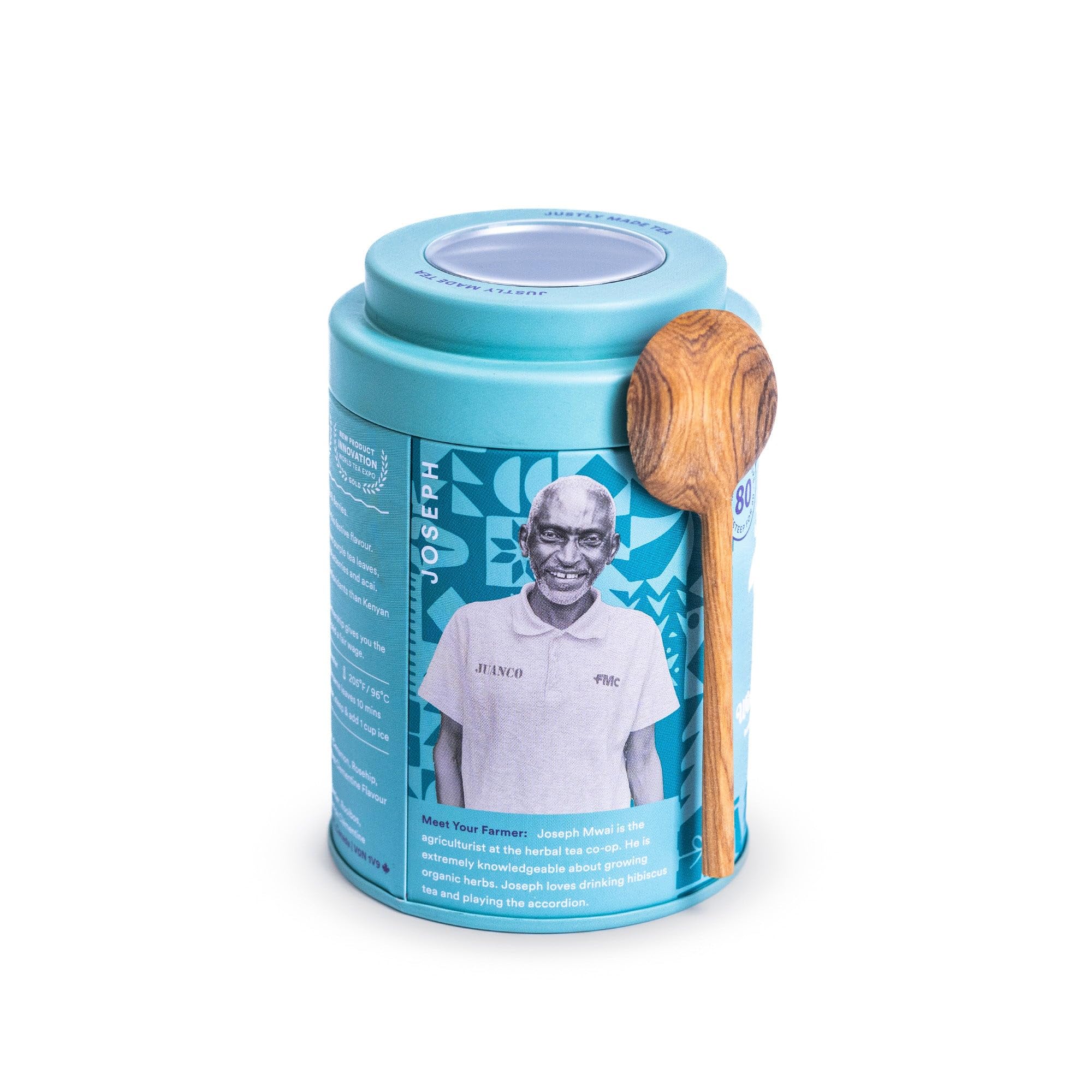 JusTea Winter Wonderland Purple Tea | Loose Leaf in Tin with Carved Spoon | 40+ Servings (80g) | Low Caffeine, Award-Winning, Fair Trade & Organic - Canadian Distribution - Ships Free Within Canada on Orders Above CAD $199 - Image 5
