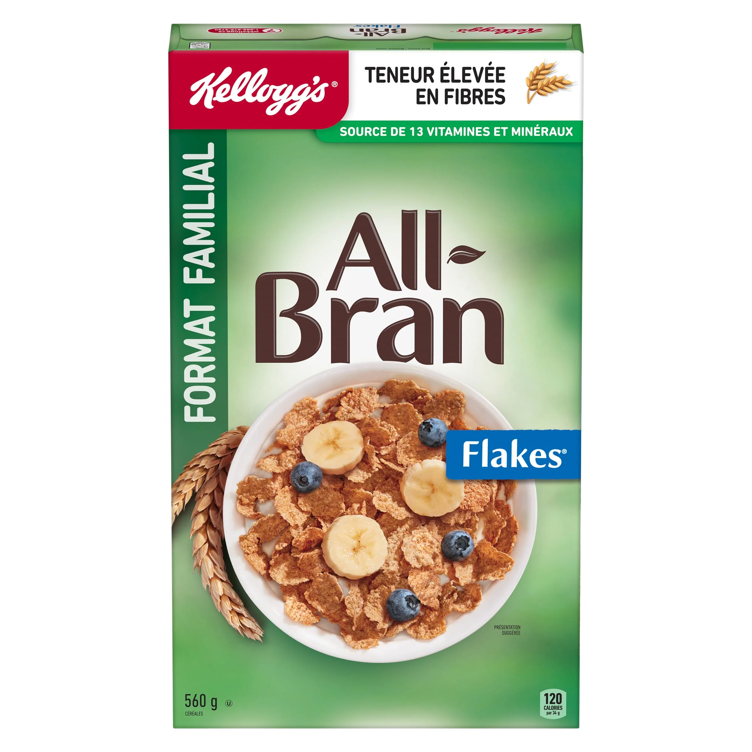 Kellogg's All-Bran Flakes Cereal 2 x 560g Family Size – High Fiber Breakfast - Canadian Distribution - Ships Free Within Canada on Orders Above CAD $199 - Image 5