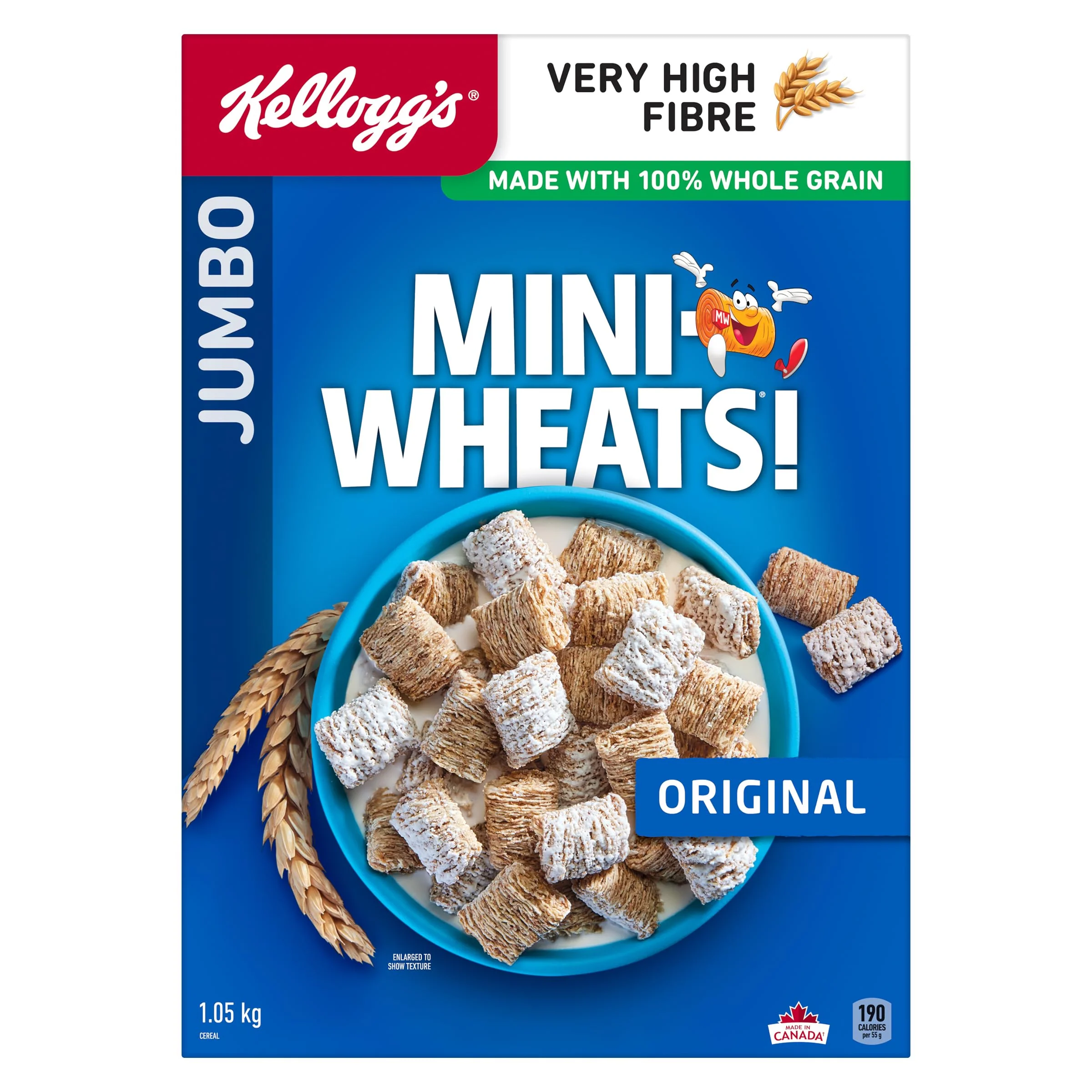 Kellogg's Mini-Wheats® Jumbo Original Frosted Cereal 2 x 1050g – High Fibre Whole Grain Biscuits - Canadian Distribution - Ships Free Within Canada on Orders Above CAD $199