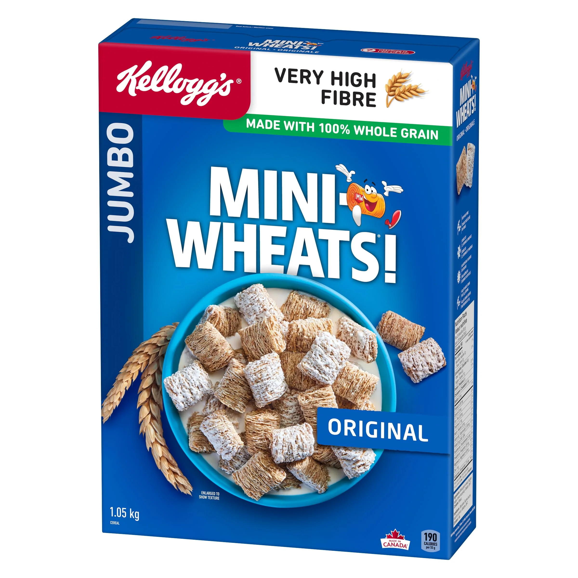 Kellogg's Mini-Wheats® Jumbo Original Frosted Cereal 2 x 1050g – High Fibre Whole Grain Biscuits - Canadian Distribution - Ships Free Within Canada on Orders Above CAD $199 - Image 3