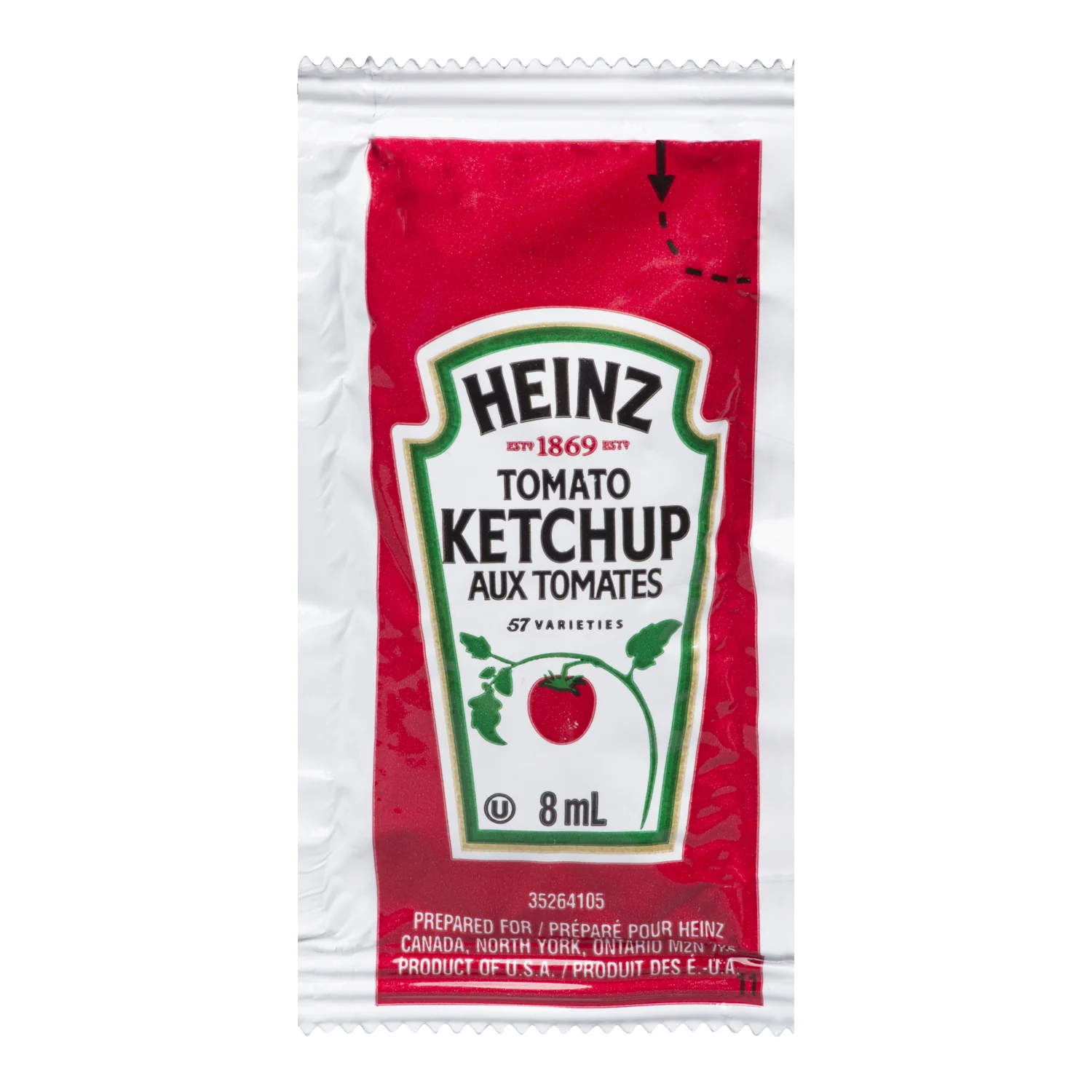 Ketchup Packet - 500 x 8 mL - Heinz - Restaurant and Foodservice Ingredients - Canadian Distribution - Ships Free Within Canada on Orders Above CAD $199