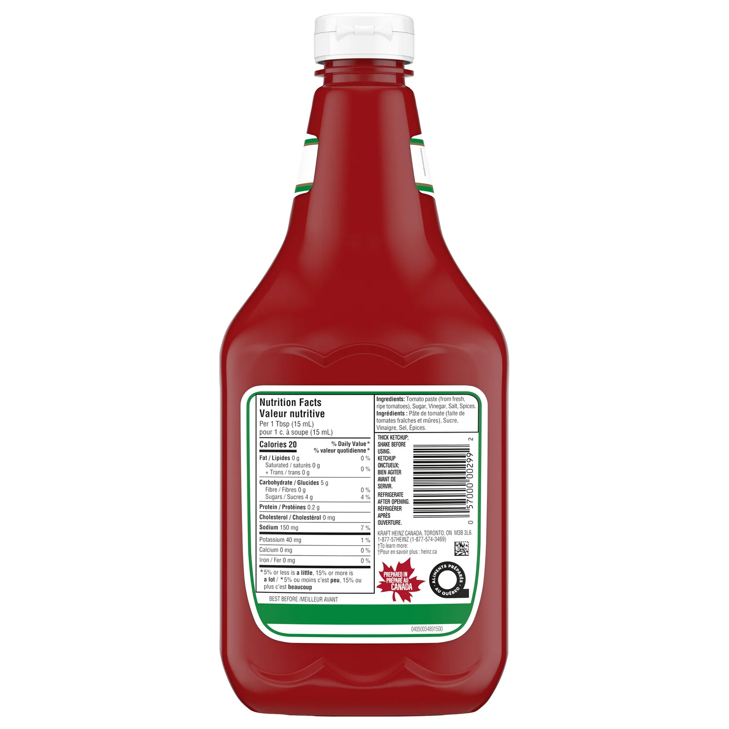 Ketchup Squeeze Bottle - 12 x 1 L - Heinz - Restaurant and Foodservice Ingredients - Canadian Distribution - Ships Free Within Canada on Orders Above CAD $199 - Image 2