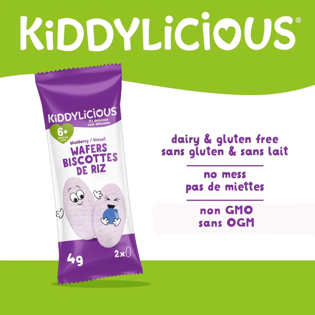 Kiddylicious Blueberry Wafers – Gentle Baby Snacks for 6+ Months – Gluten-Free, Dairy-Free, Egg-Free, Vegan – 24 Portions, 96g - Canadian Distribution - Ships Free Within Canada on Orders Above CAD $199 - Image 4