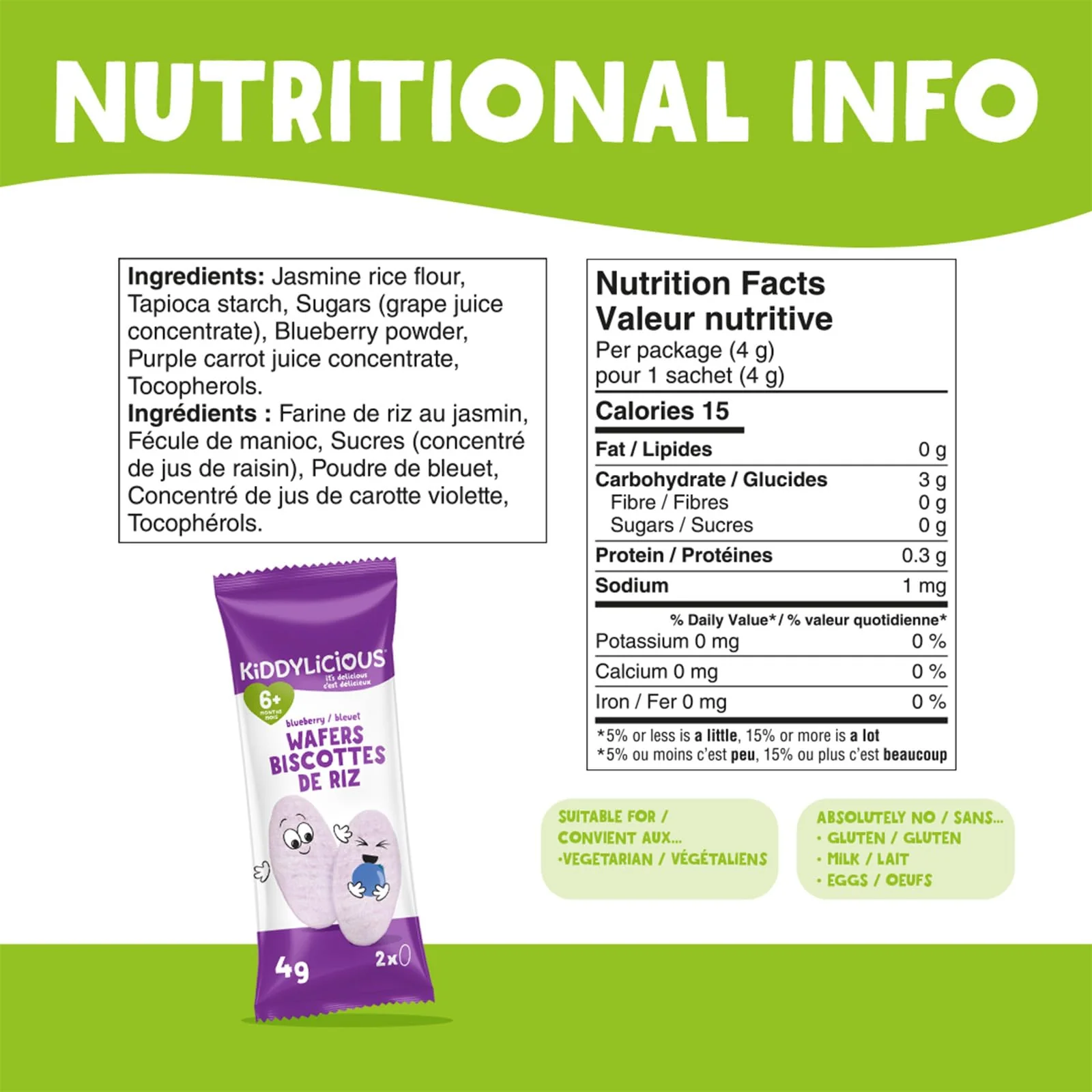 Kiddylicious Blueberry Wafers – Gentle Baby Snacks for 6+ Months – Gluten-Free, Dairy-Free, Egg-Free, Vegan – 24 Portions, 96g - Canadian Distribution - Ships Free Within Canada on Orders Above CAD $199 - Image 7