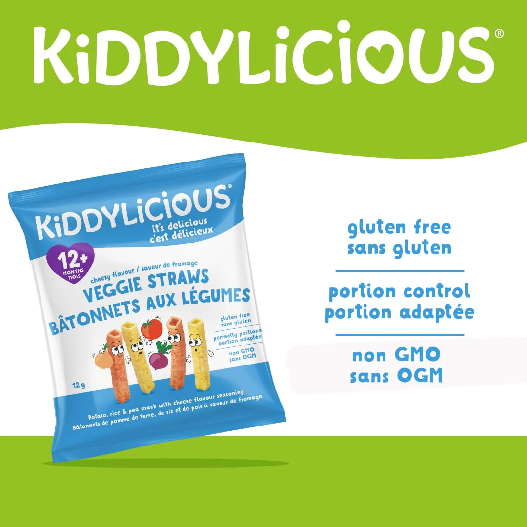 Kiddylicious Cheesy Straws - Crunchy Snack for Toddlers 12+ Months - Gluten Free, Vegan - 9 Portions, 108g - Canadian Distribution - Ships Free Within Canada on Orders Above CAD $199 - Image 4