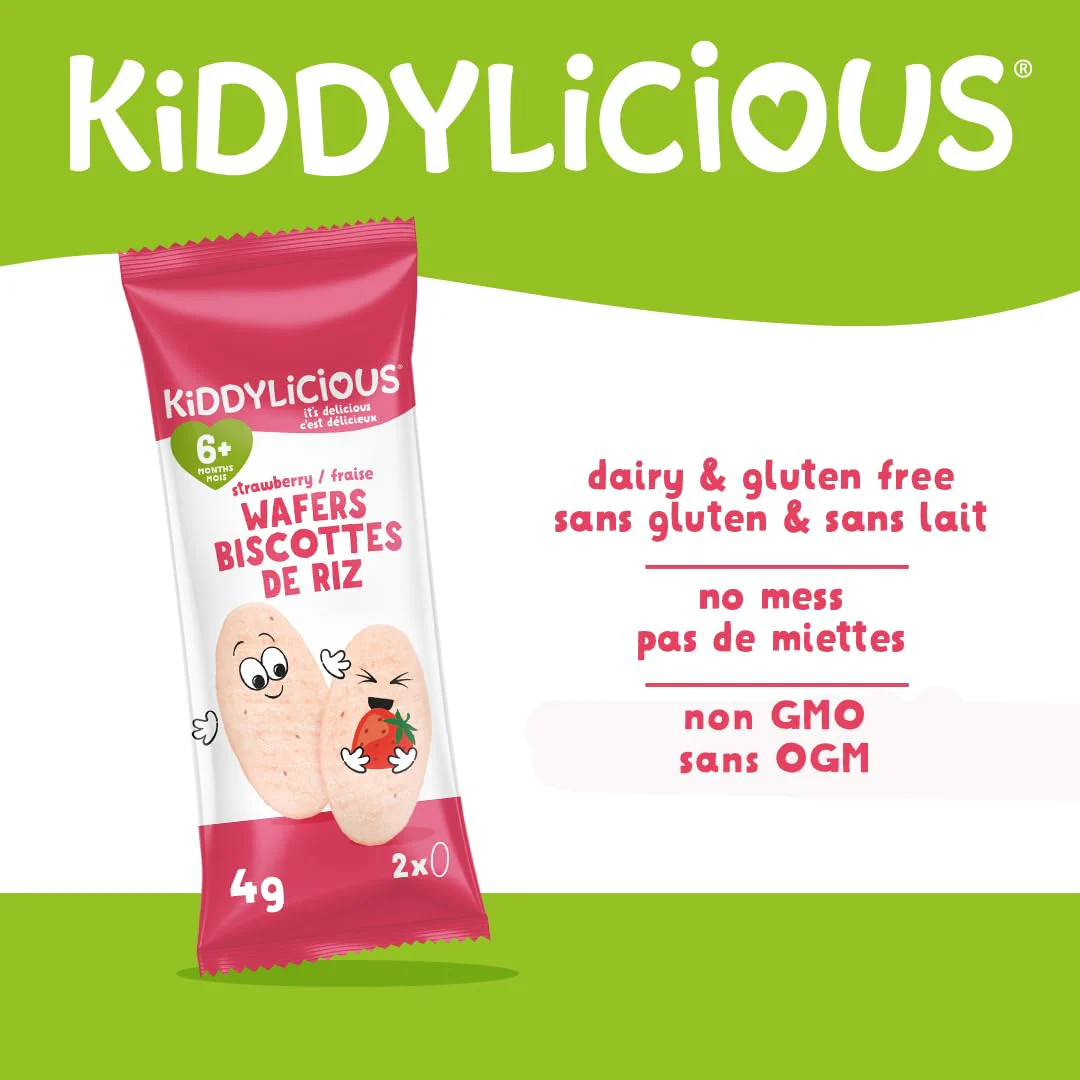 Kiddylicious Strawberry Wafers – Gentle Baby Snacks for 6+ Months – Gluten-Free, Dairy-Free & Vegan – 24 Pieces, 96g - Canadian Distribution - Ships Free Within Canada on Orders Above CAD $199 - Image 4