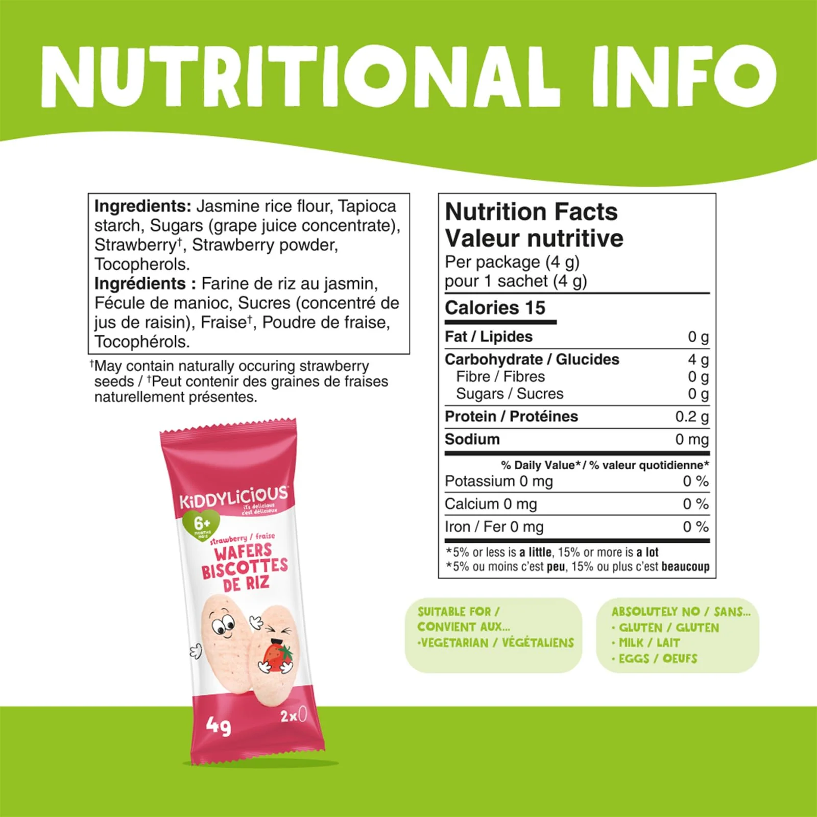 Kiddylicious Strawberry Wafers – Gentle Baby Snacks for 6+ Months – Gluten-Free, Dairy-Free & Vegan – 24 Pieces, 96g - Canadian Distribution - Ships Free Within Canada on Orders Above CAD $199 - Image 7