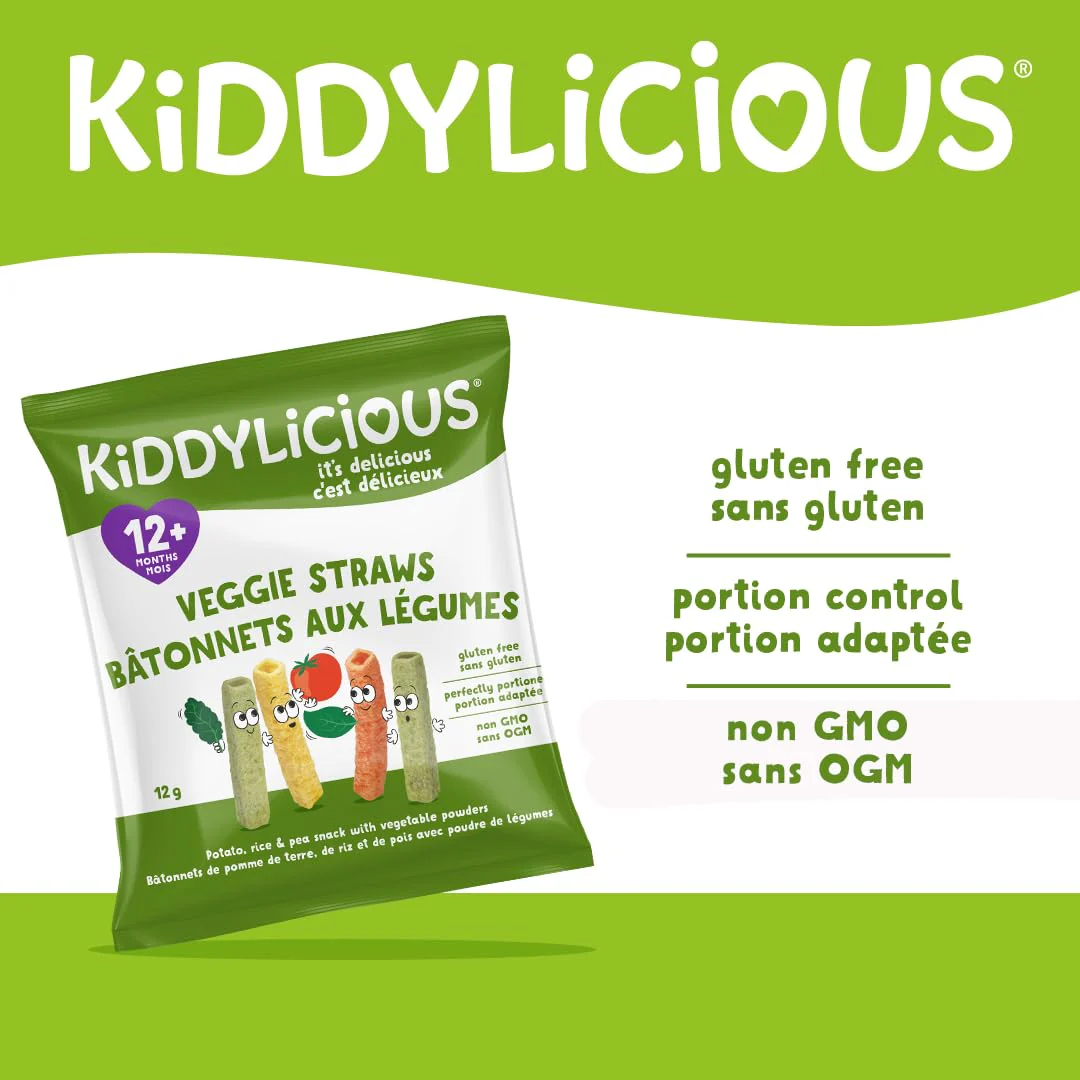 Kiddylicious Veggie Straws - Crunchy Snack for Babies 12+ Months - Gluten Free, Vegan - 9 Portions, 108g - Canadian Distribution - Ships Free Within Canada on Orders Above CAD $199 - Image 4