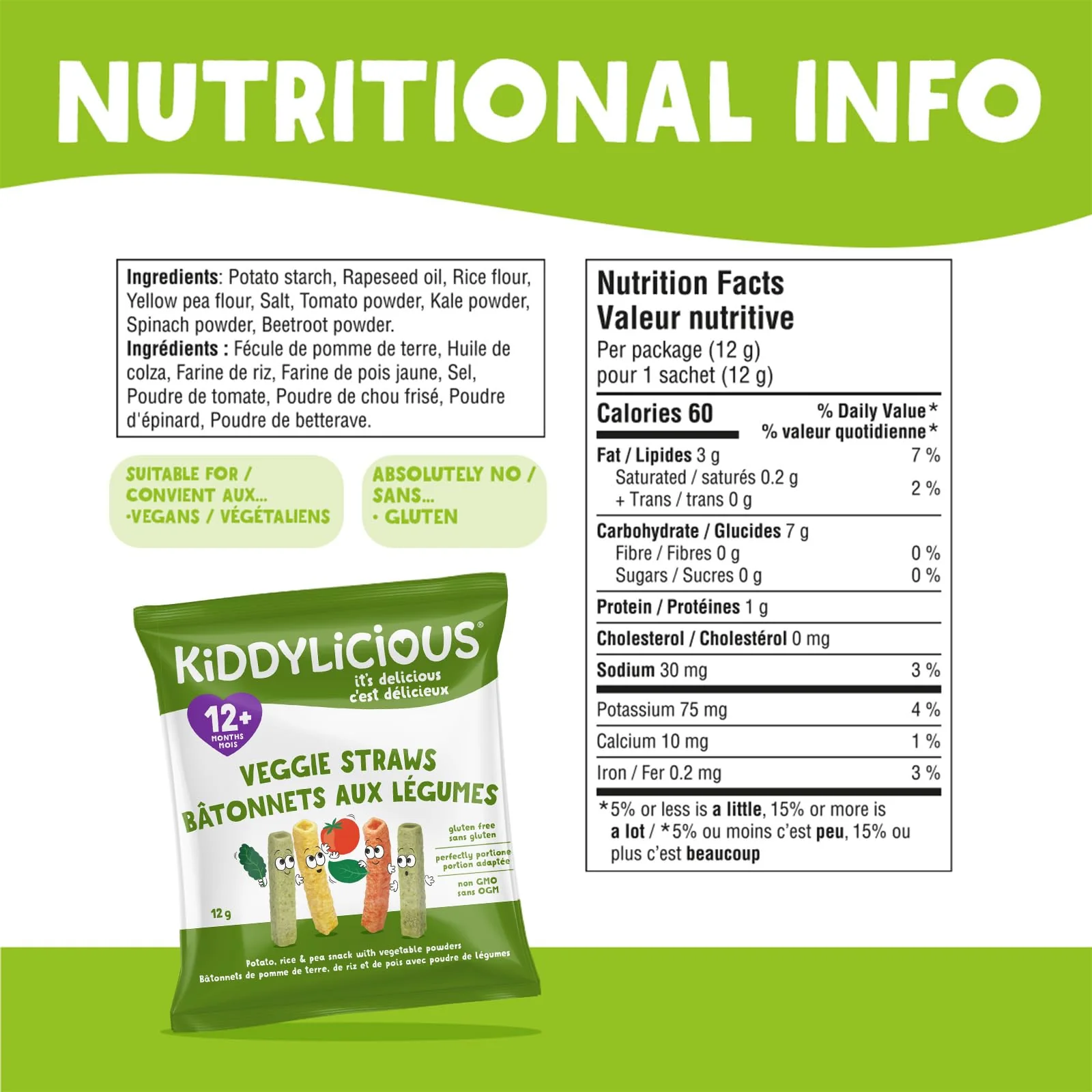 Kiddylicious Veggie Straws - Crunchy Snack for Babies 12+ Months - Gluten Free, Vegan - 9 Portions, 108g - Canadian Distribution - Ships Free Within Canada on Orders Above CAD $199 - Image 6