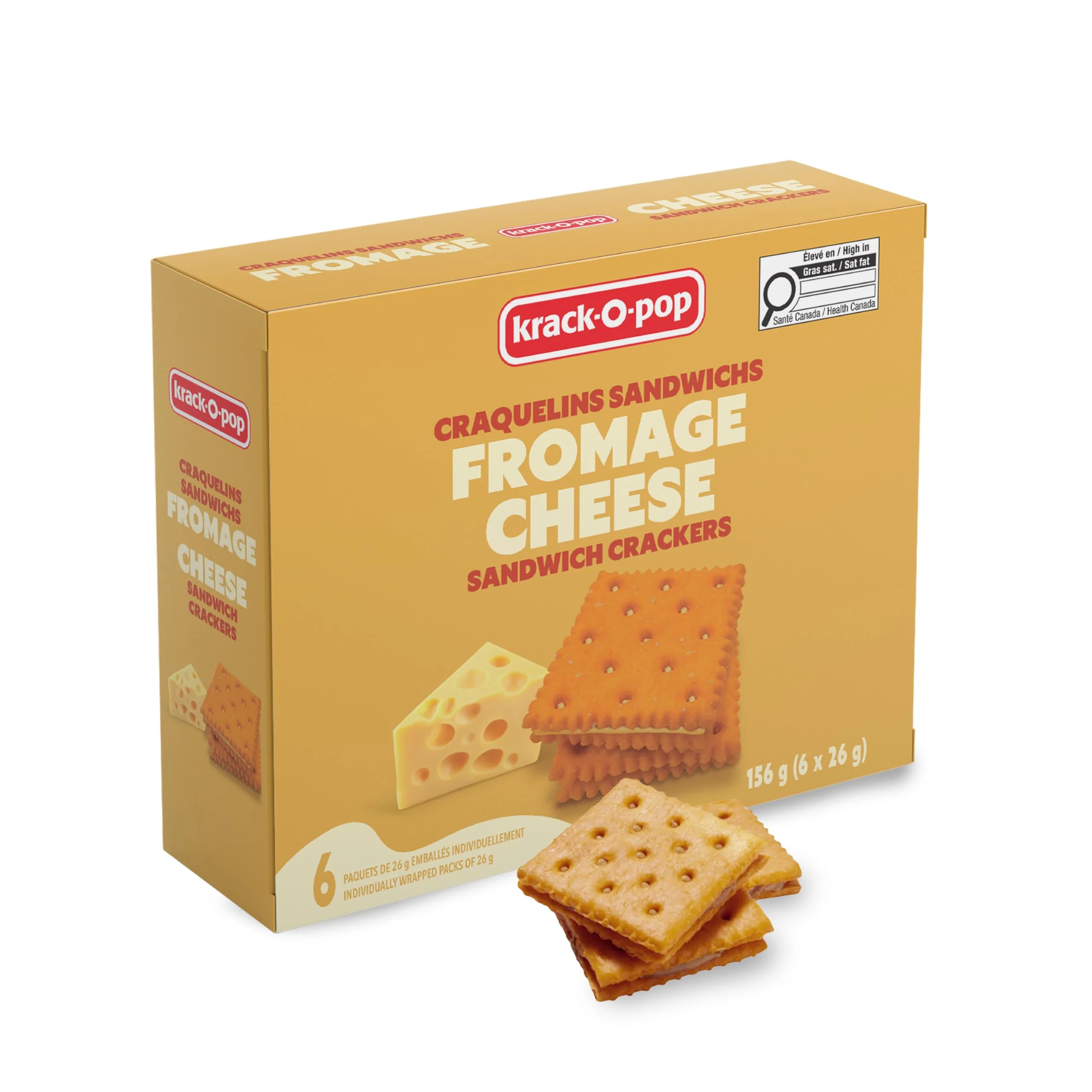Krack-O-Pop Cheese Sandwich Crackers – 2 x 156g Box - Canadian Distribution - Ships Free Within Canada on Orders Above CAD $199