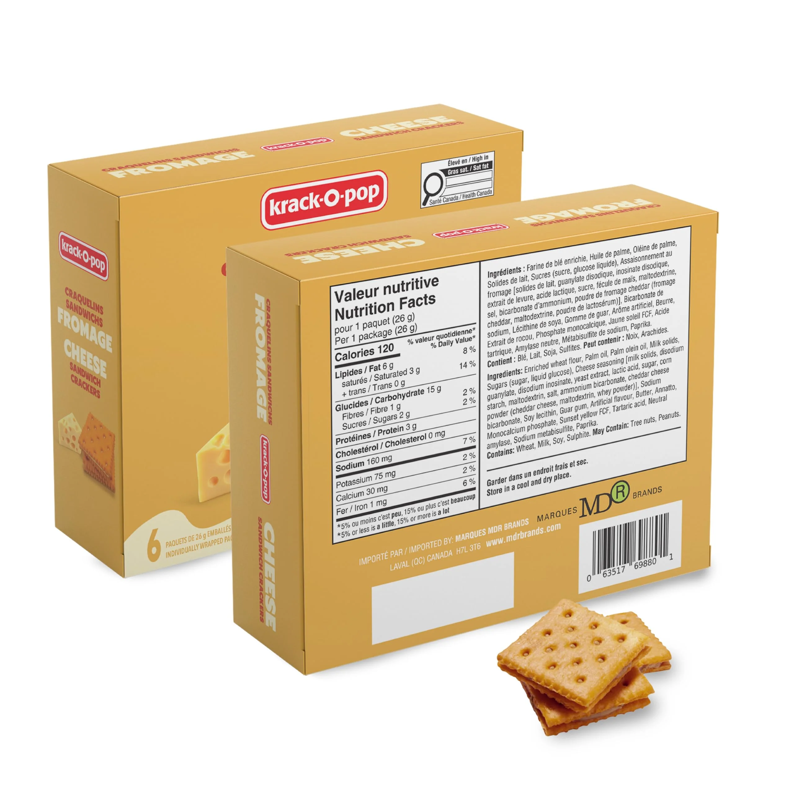 Krack-O-Pop Cheese Sandwich Crackers – 2 x 156g Box - Canadian Distribution - Ships Free Within Canada on Orders Above CAD $199 - Image 2