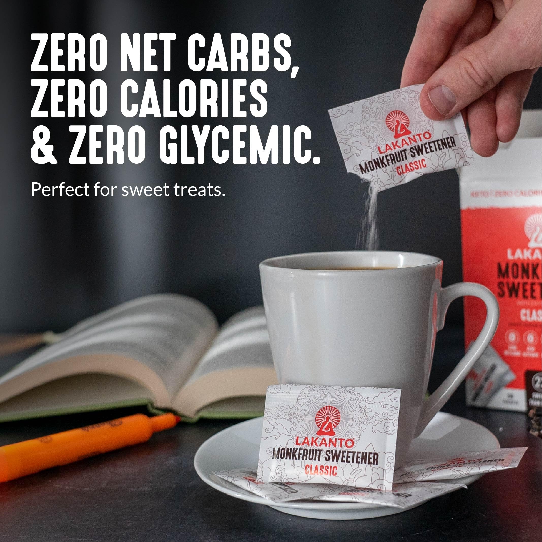 Lakanto Monkfruit Sweetener Packets with Erythritol - Zero Calorie Sugar Alternative, Keto & Diabetic Friendly (2 x 3g, 30 Packets) - Canadian Distribution - Ships Free Within Canada on Orders Above CAD $199 - Image 5
