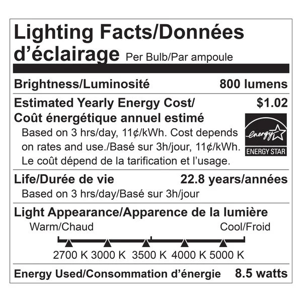 LED 8.5W Dimmable A19 Bulb E26 Base - 10 Pack - Luminus - Restaurant Foodservice Equipment and Accessories - Canadian Distribution - Image 3