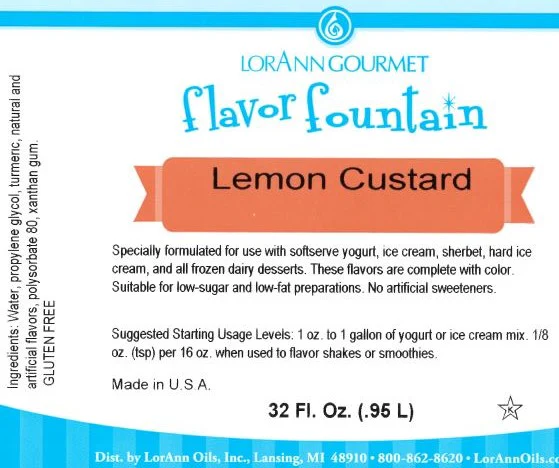 Lemon Custard Flavor Fountain - 4 oz. - 32 oz. - Ice Cream and Beverage Flavors - LorAnn Oils - Canadian Distribution - Ships Free Within Canada on Orders Above CAD $199 - Image 3